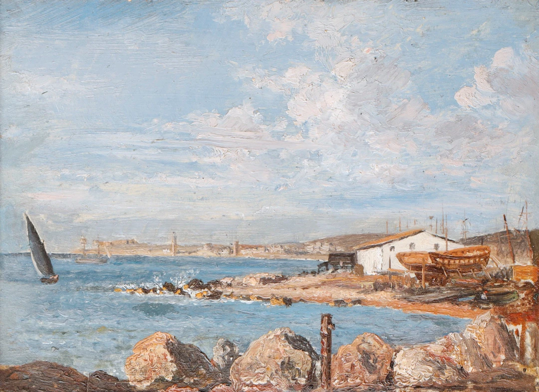 ESCUELA MALLORQUINA DEL SIGLO XIX. Vista costera, Mallorca.