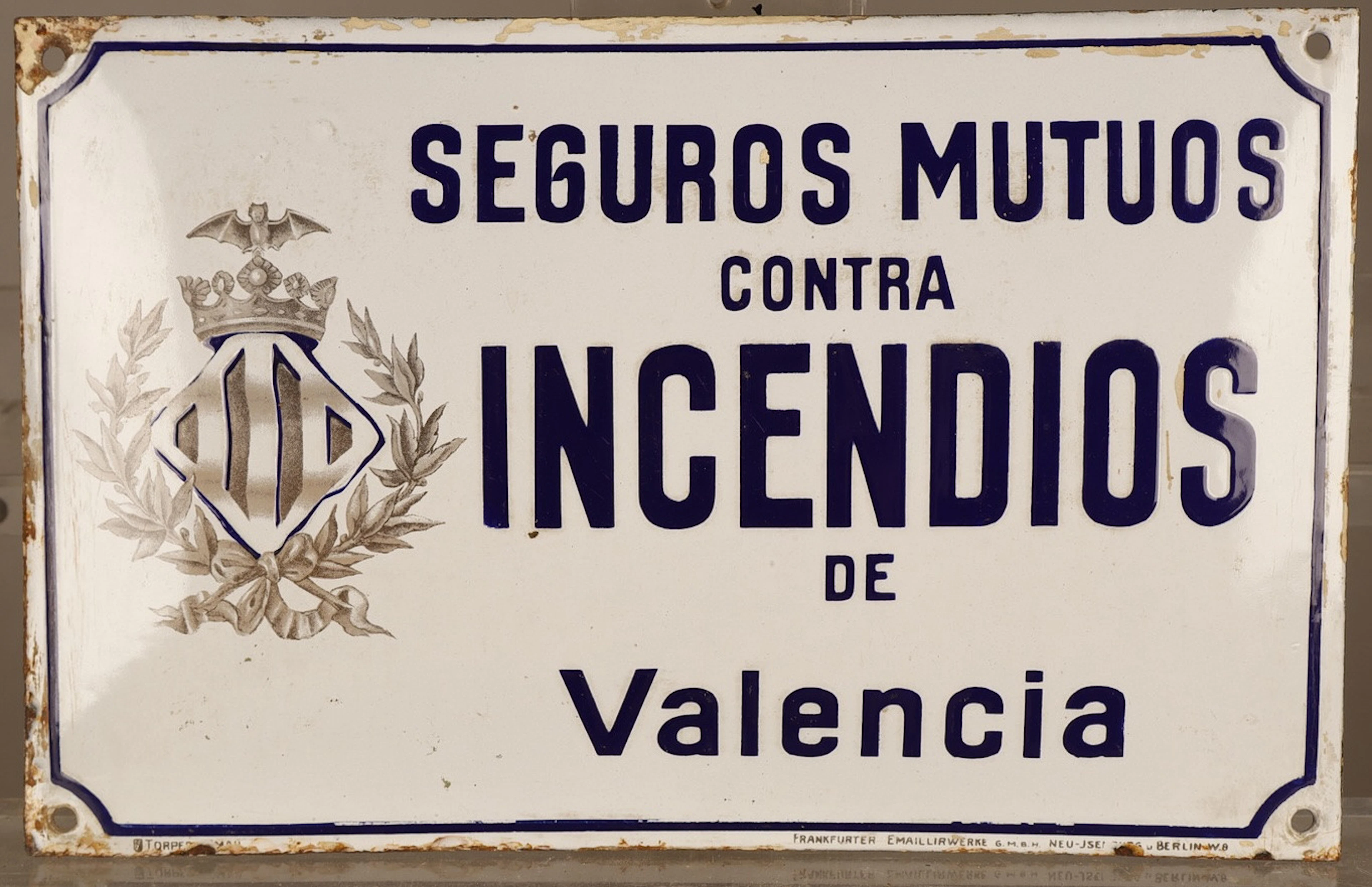 Seguros Mutuos contra Incendios de Valencia, placa publicitaria en