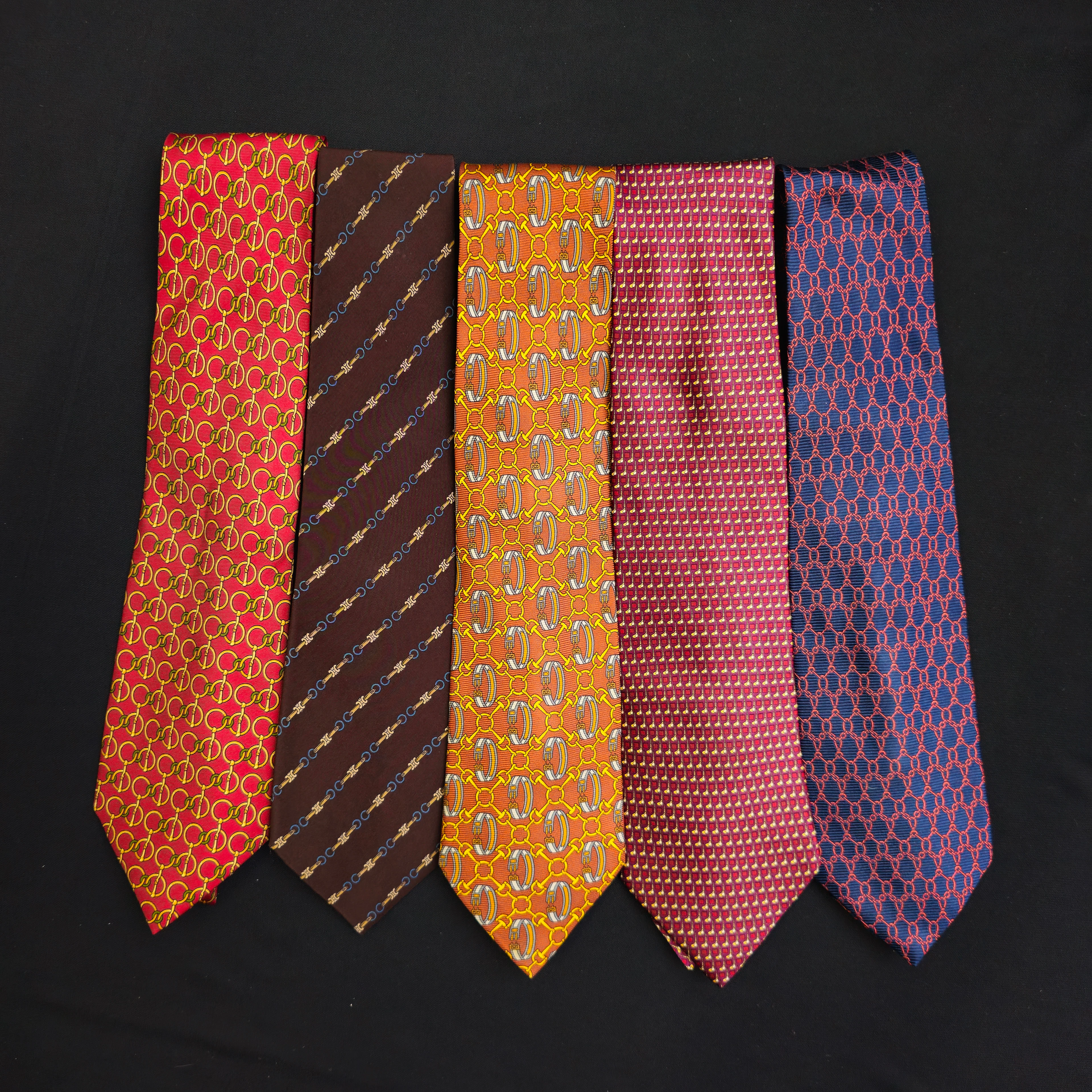 5 CORBATAS EN SEDA. LANVIN, RICHEL, CELINE Y DUNHILL.