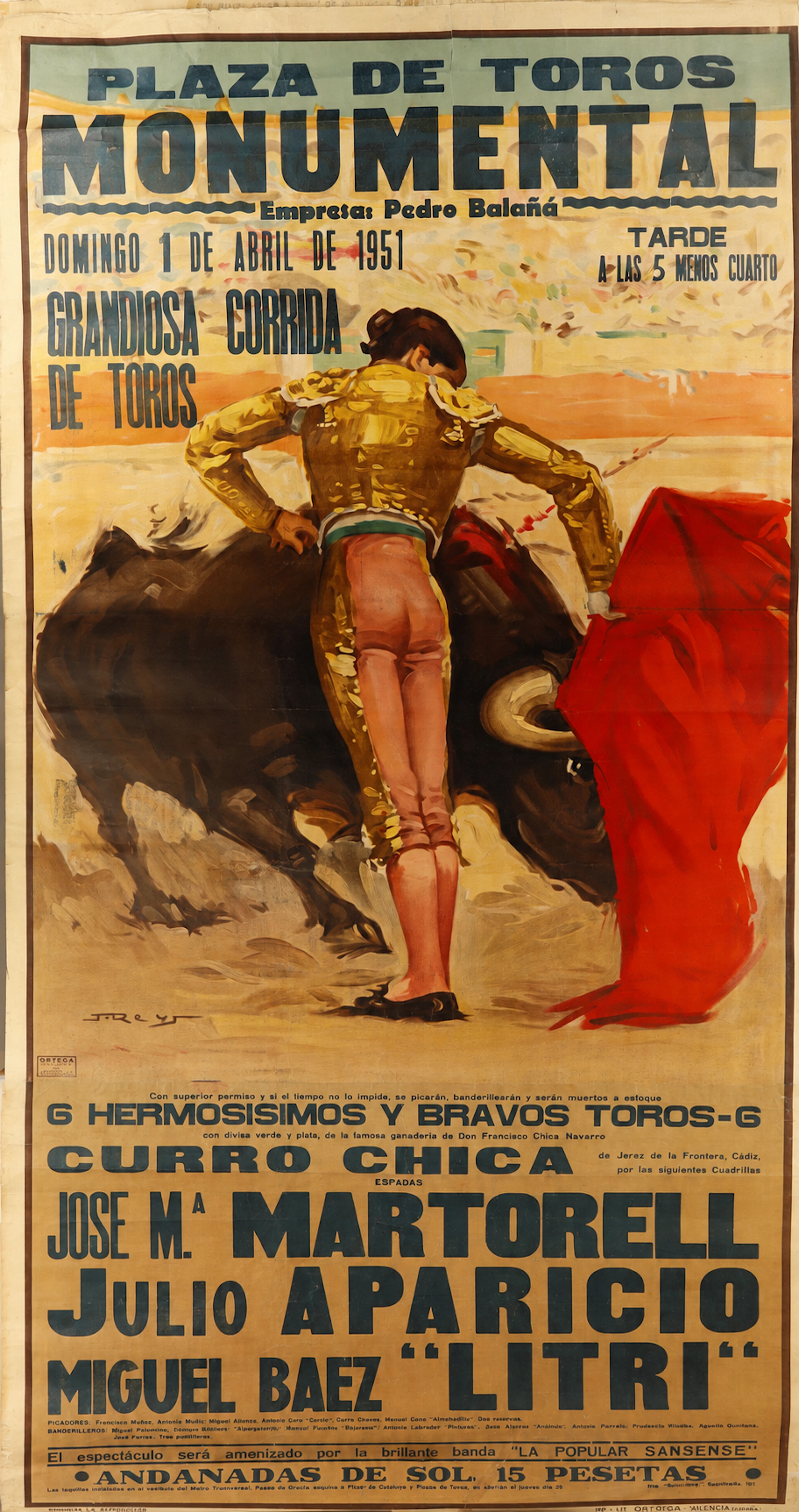 JUAN REUS. Corrida de toros, Plaza Monumental, Barcelona, 1951.