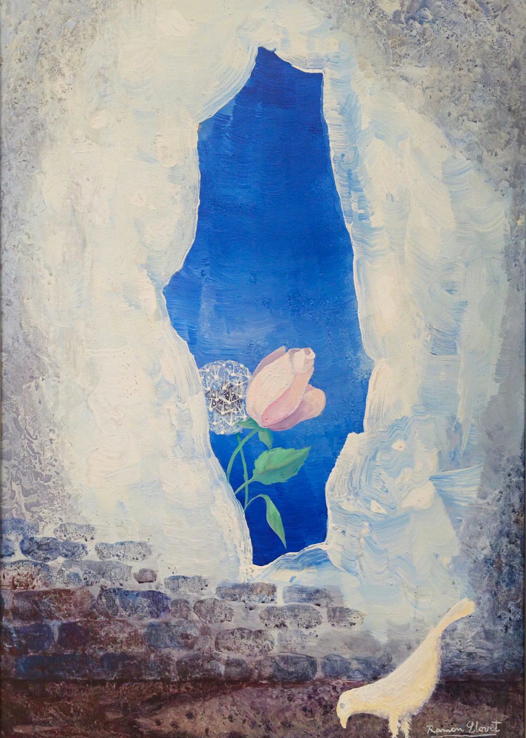 RAMON LLOVET MISEROL. "ESBORANC EN EL MUR". ÓLEO SOBREL LIENZO. 1976.