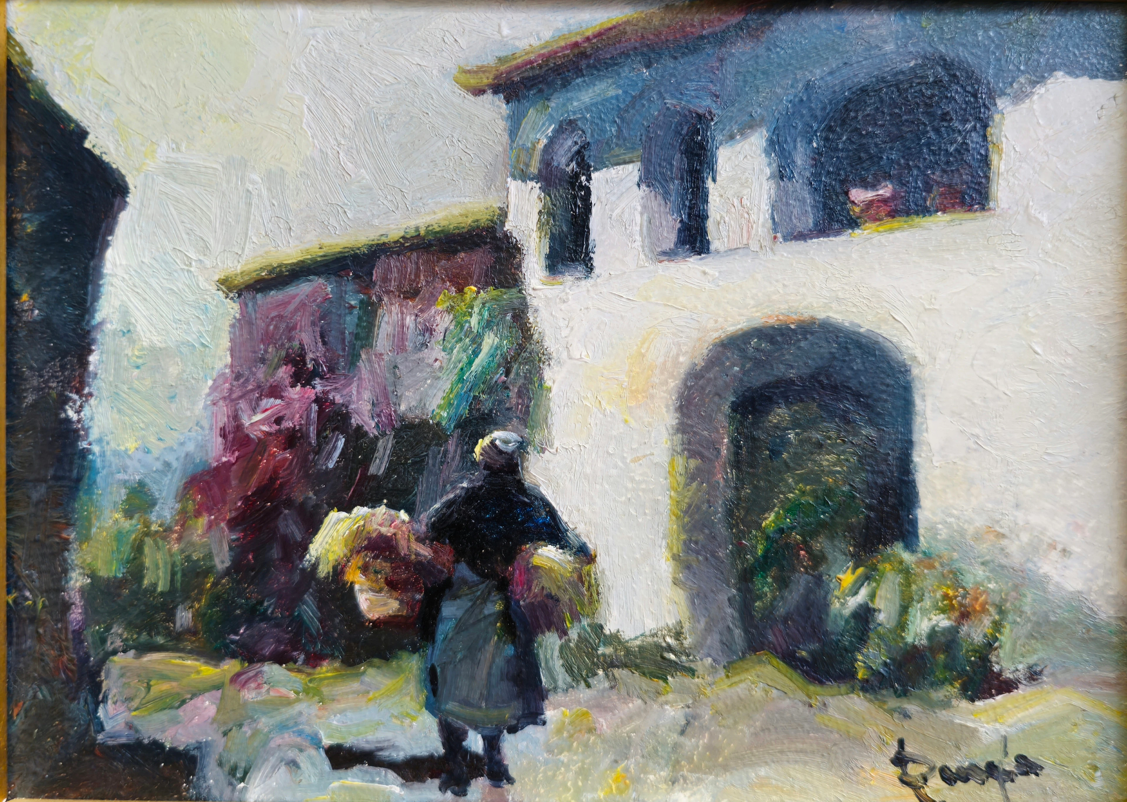 RAMON POVEDA IBARS. PAISAJE DE REGENCÓS. OLEO SOBRE TABLA. 1980. ENMARCADO.