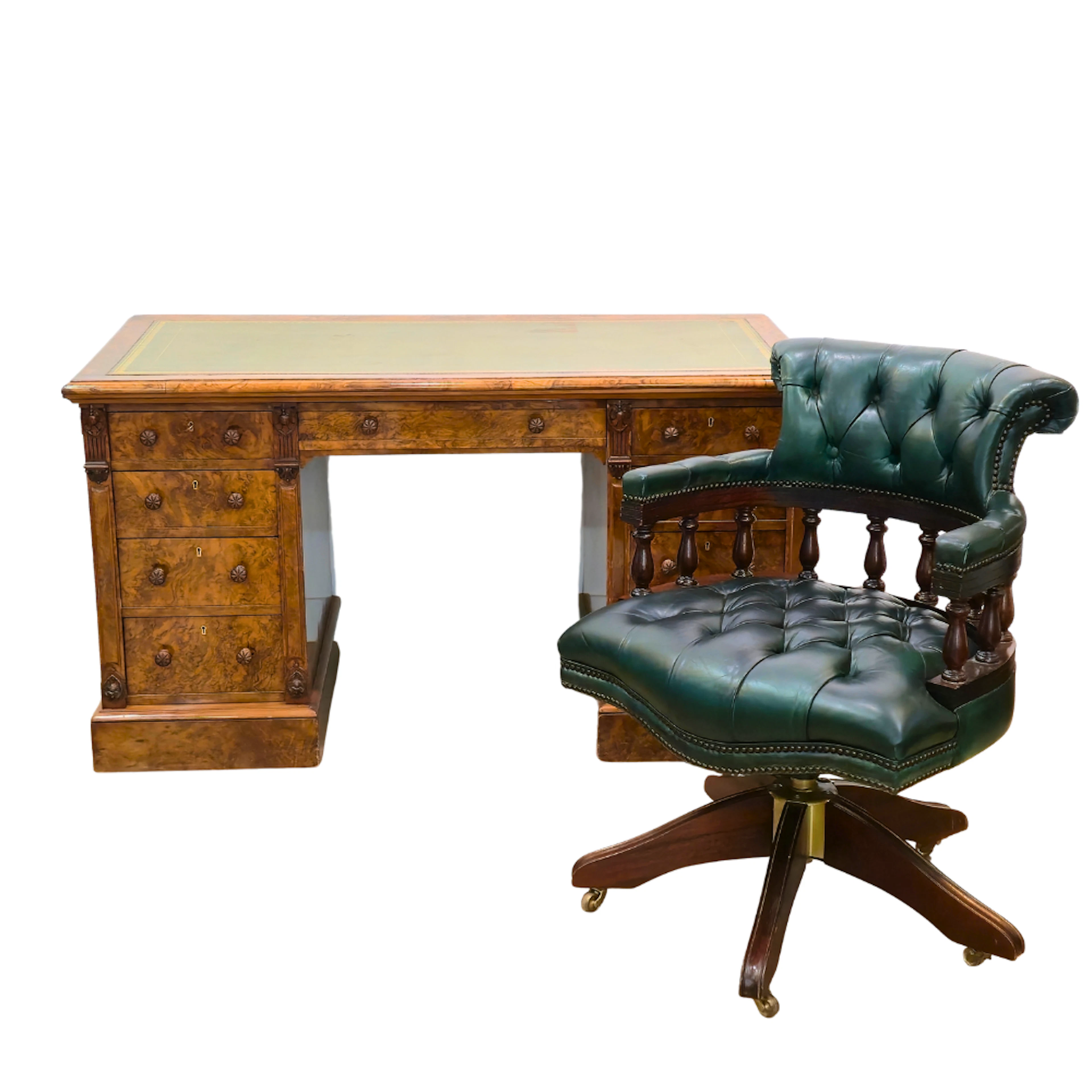 ESCRITORIO PEDESTAL VICTORIANO "HOLMES&LONDON" EN MADERA DE Y SILLA