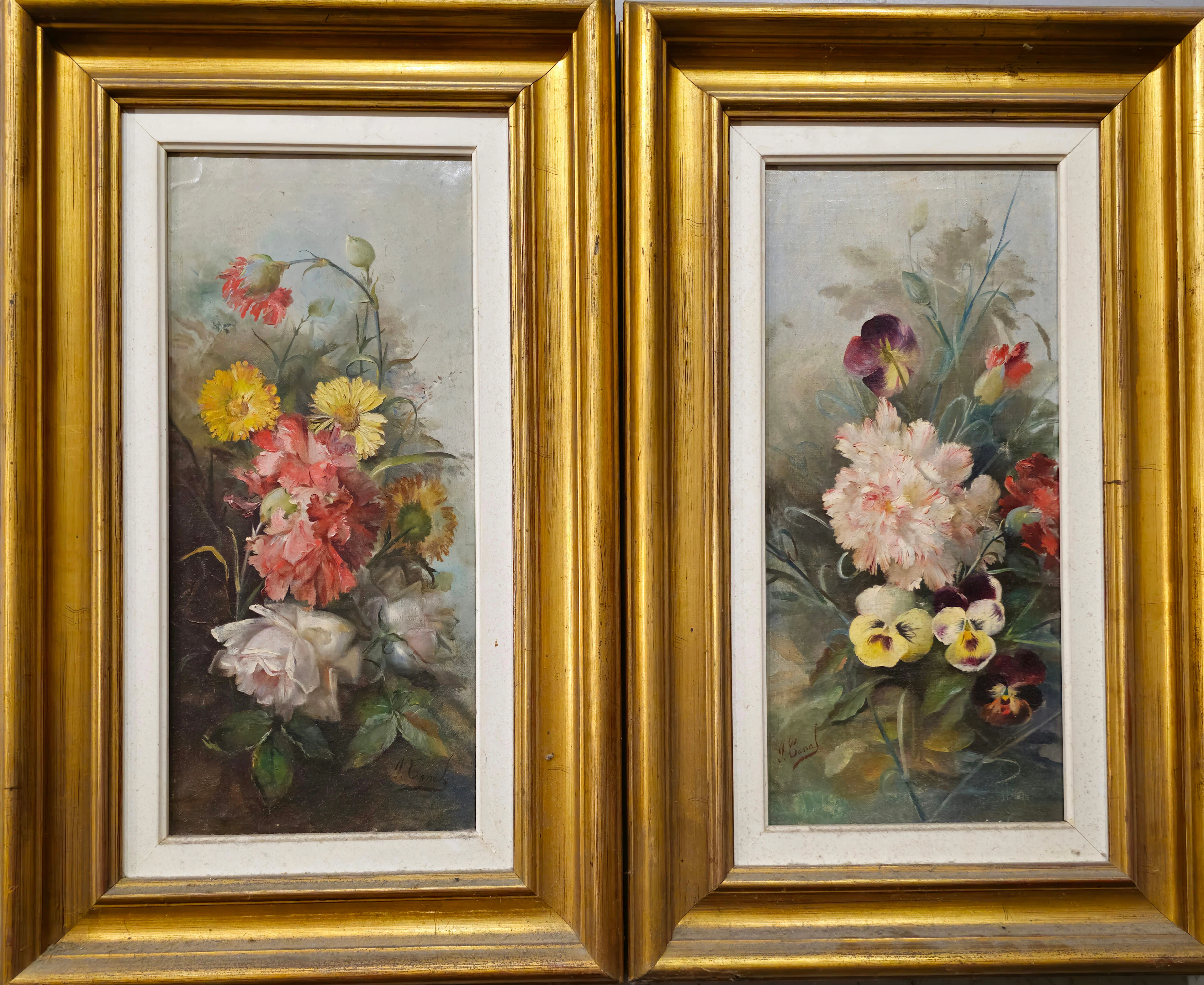 PAR DE BODEGÓNES DE FLORES. ÓLEO SOBRE LIENZO. FIRMADO "J CANALS".