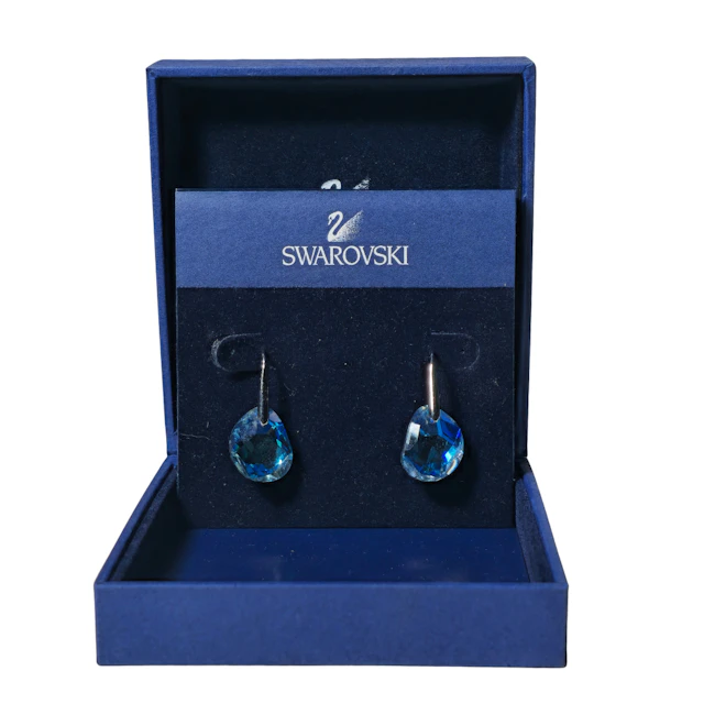 PENDIENTES SWAROVSKI GALET. BAÑO DE RODIO.