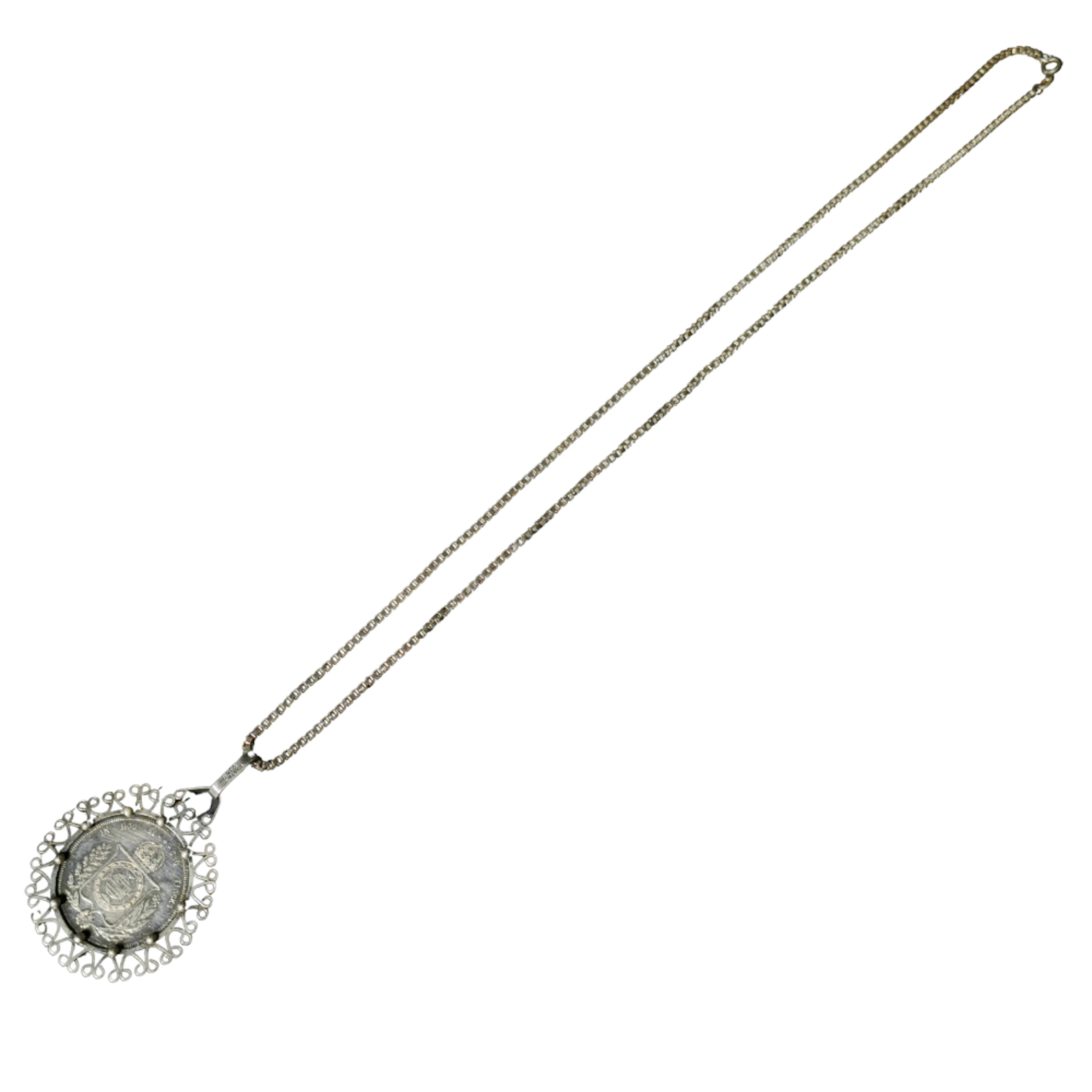 CADENA Y COLGANTE MONEDA EN PLATA.
