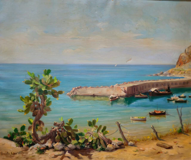 ANDRÉS CARCELLER NUÑEZ. Paisaje costero con cactus.