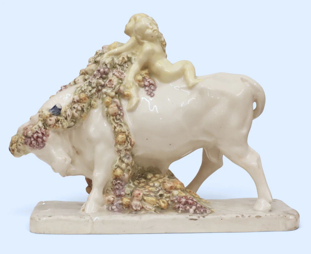 MICHAEL POWOLNY (1871-1954). ATRIBUIDO. Toro con niños.