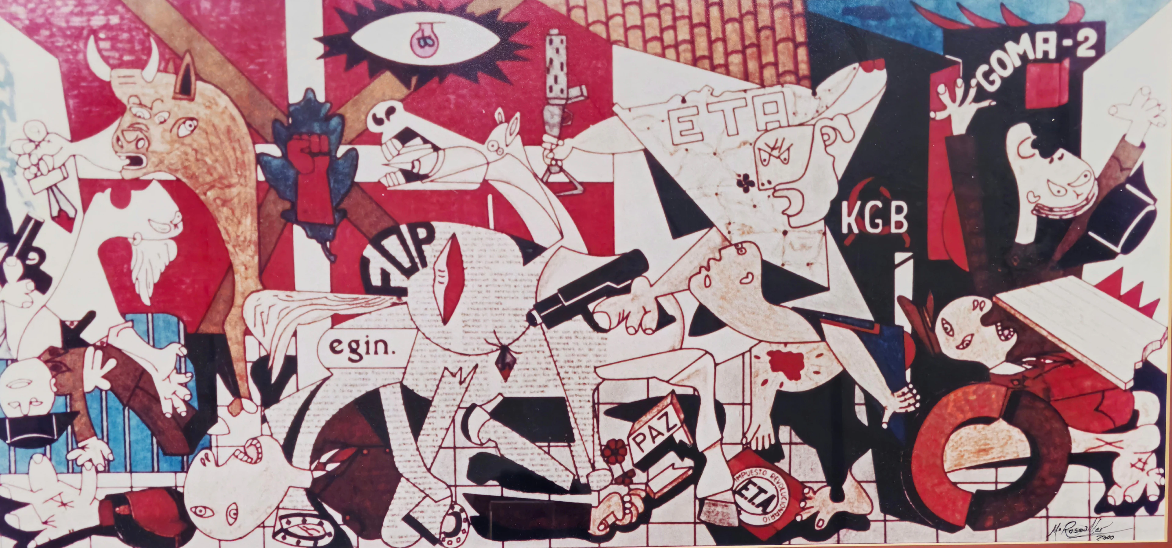 R. ROSENMULLER. PARODIA POLITICIA DEL GUERNICA DE PICASSO.
