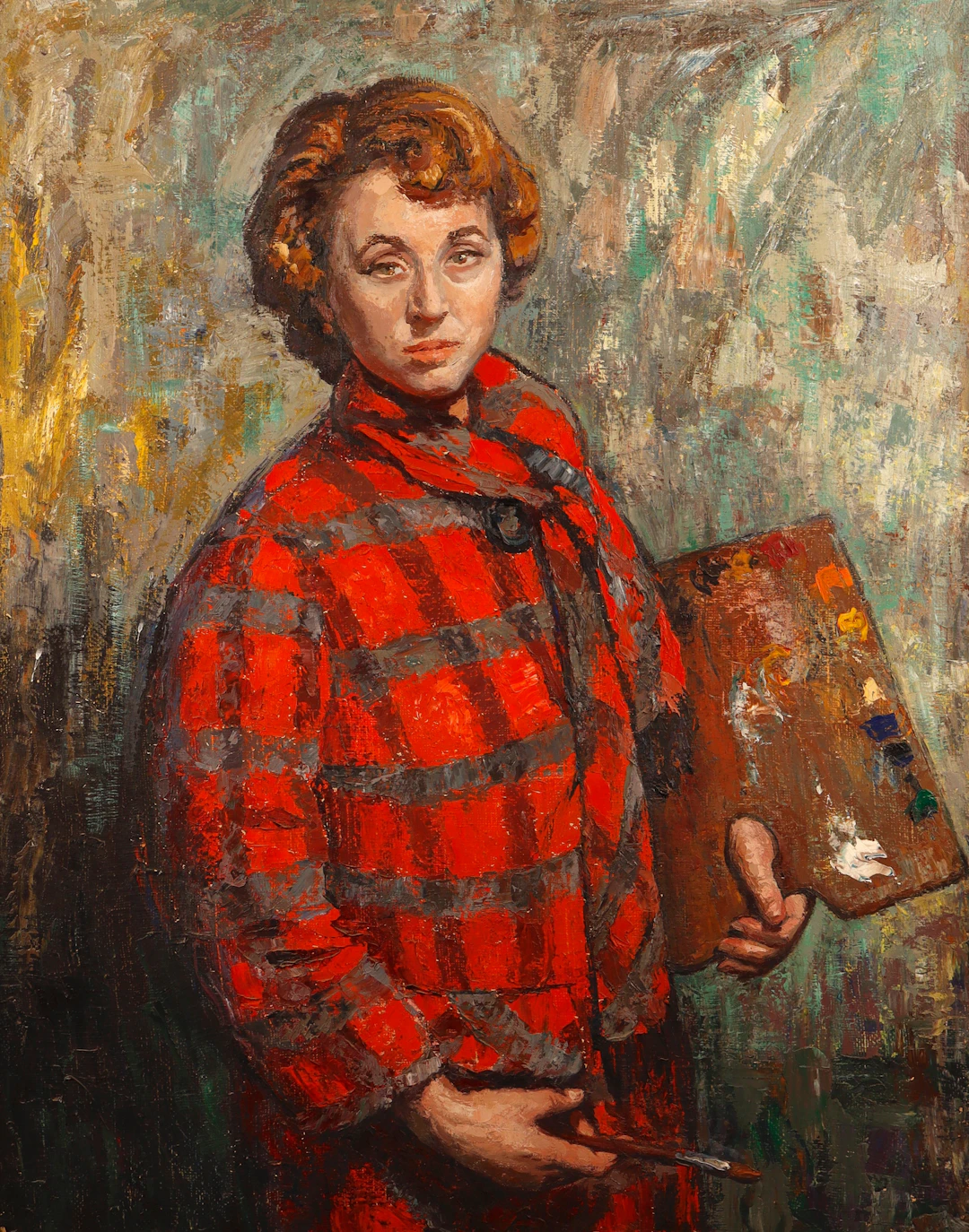 ESCUELA ESPAÑOLA, HACIA 1960. Autorretrato.