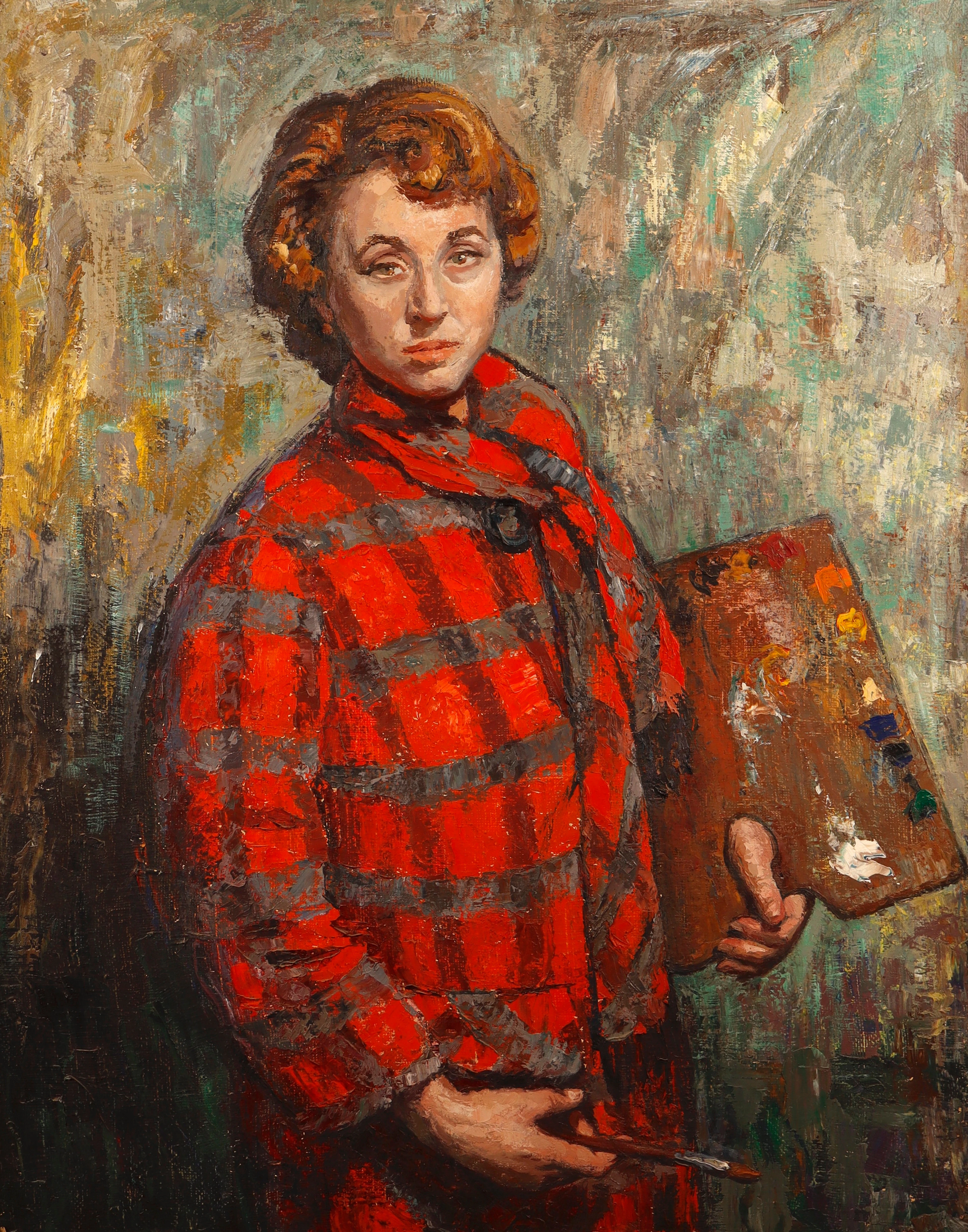 ESCUELA ESPAÑOLA, HACIA 1960. Autorretrato.