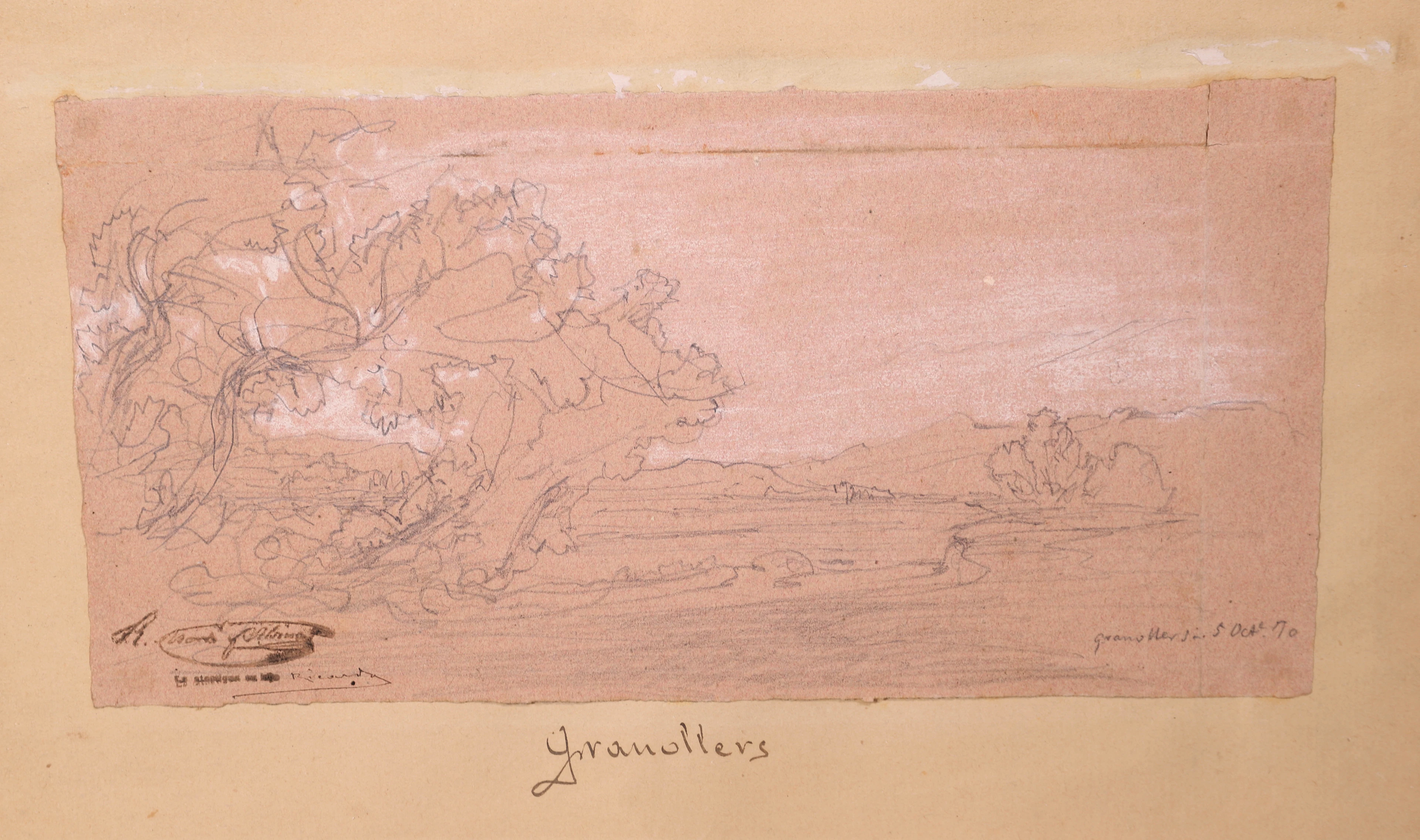RAMON MARTÍ ALSINA. "GRANOLLERS" DIBUJO CARBÓN Y CLARIÓN. CON SELLO