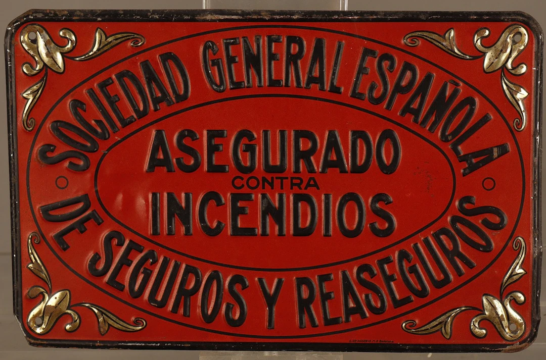 Sociedad General Española de Seguros y Reaseguros, placa publicitaria