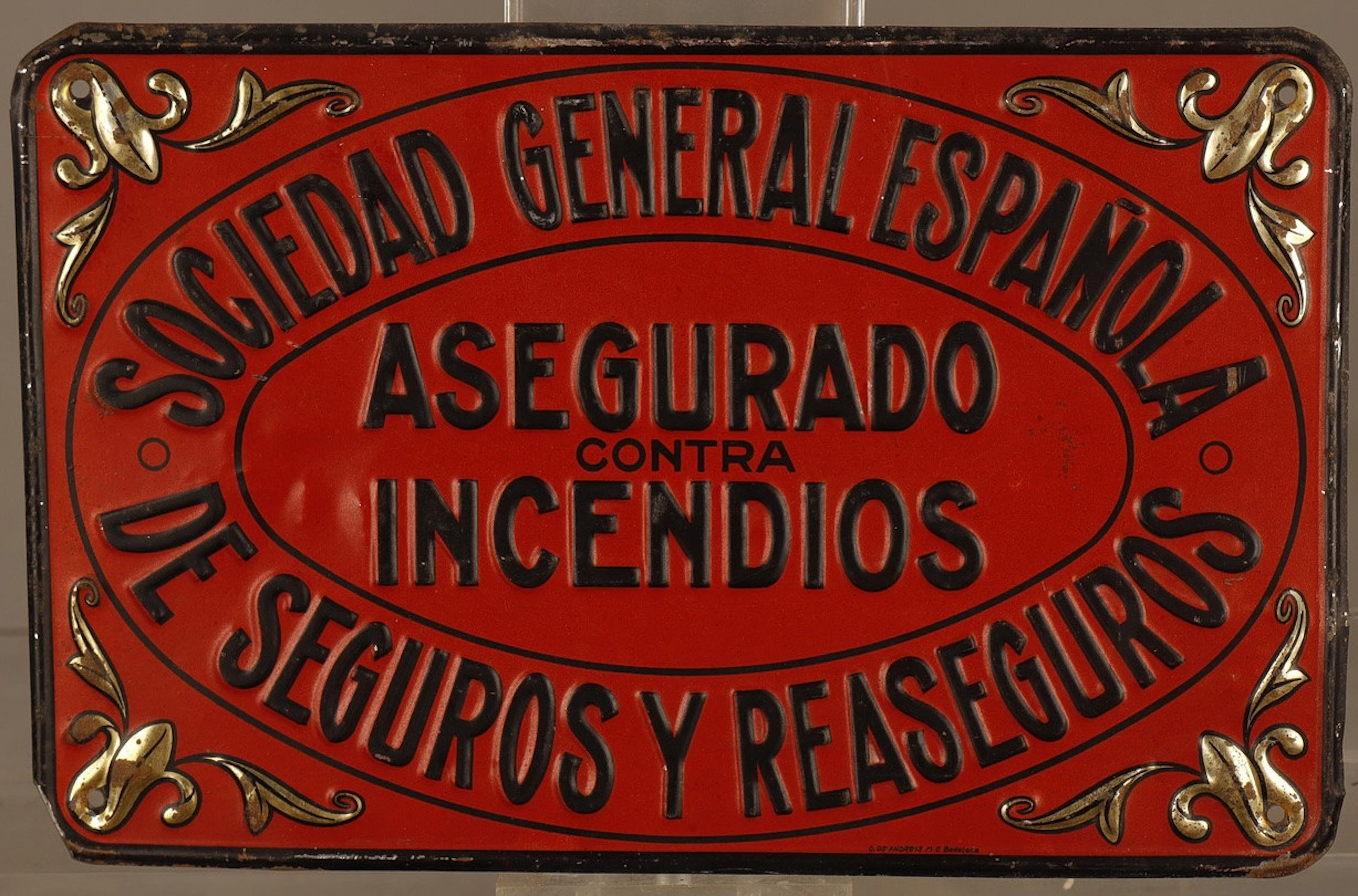 Sociedad General Española de Seguros y Reaseguros, placa publicitaria