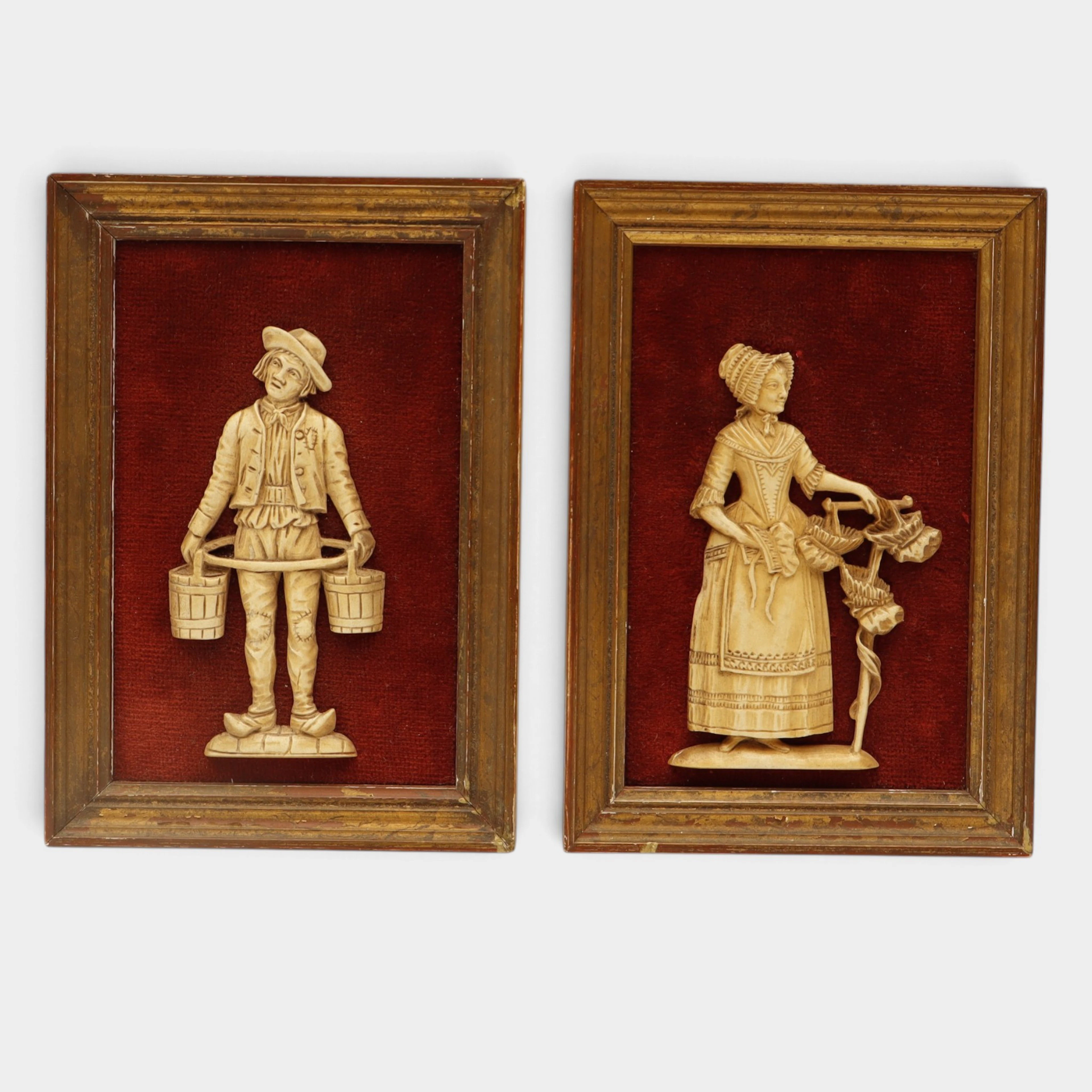 FRANÇOIS NOÉ. Dos miniaturas representado aguador y sombrera de la