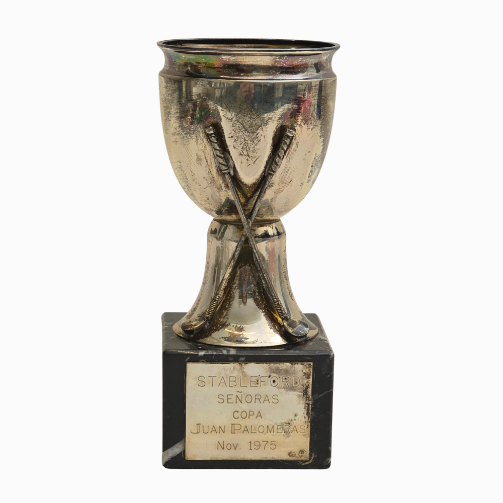 Pequeño trofeo de golf en plata.