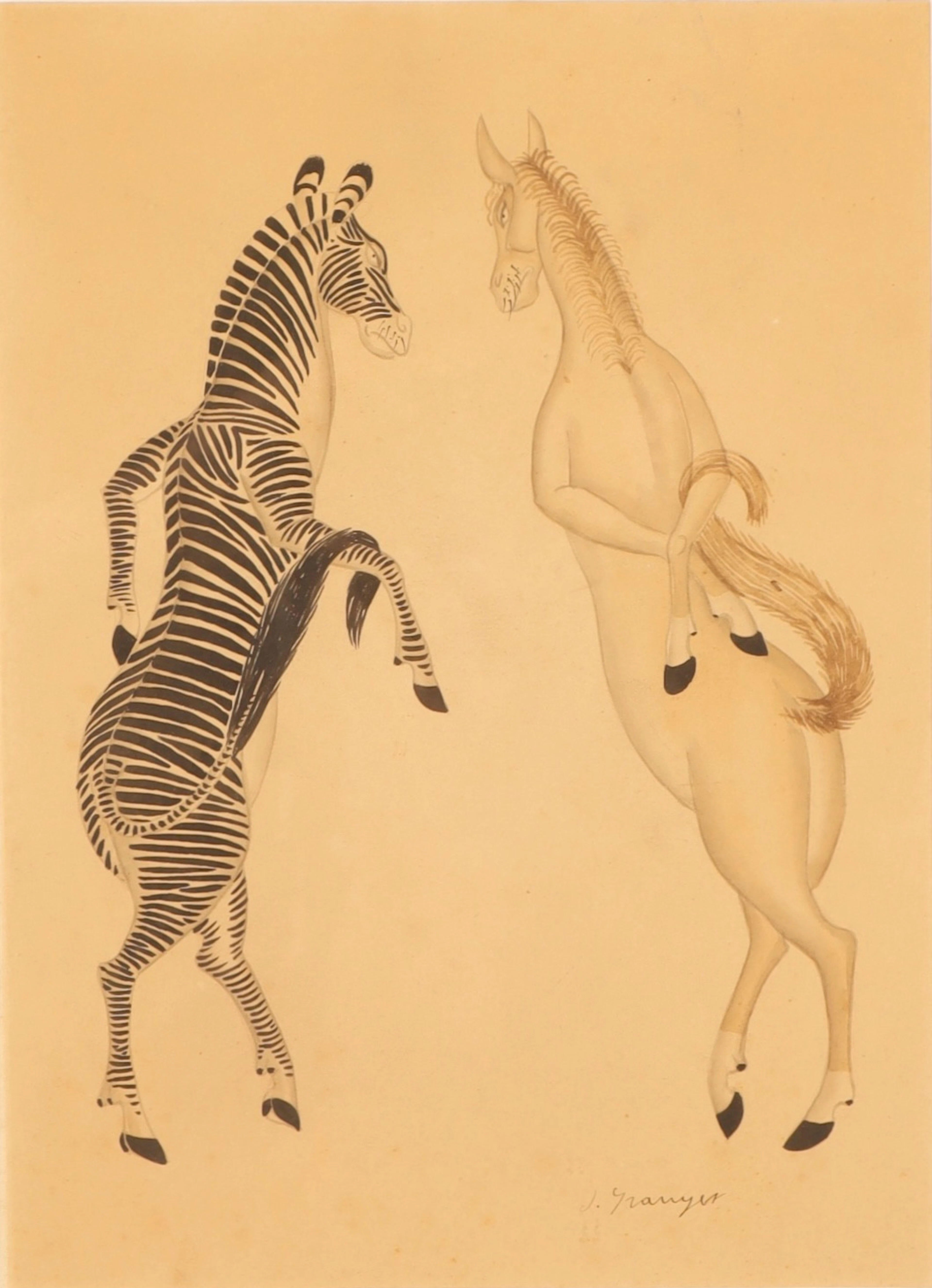 JOSEP GRANYER (1899–1983). Cebra y caballo.