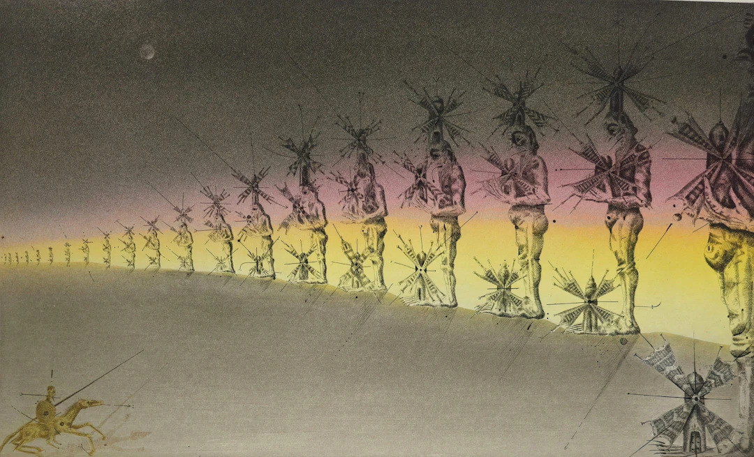 JOAN PONÇ (1927-1984). "Molinos de la mancha", firmada y justificada