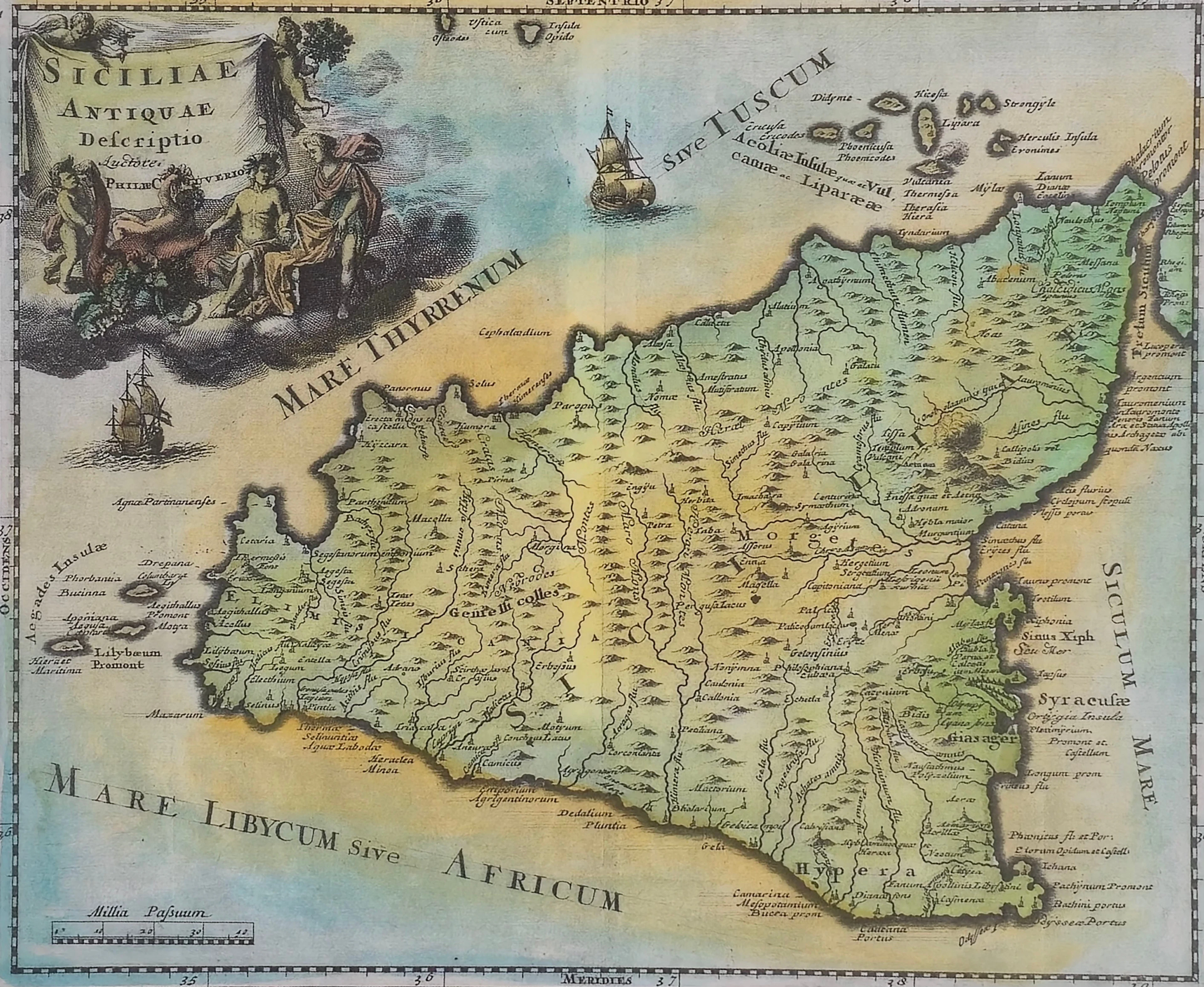 MAPA DE LA ANTIGUA SICILIA. ORIGINAL PUBLICADO EN "INTRODUCTIO IN