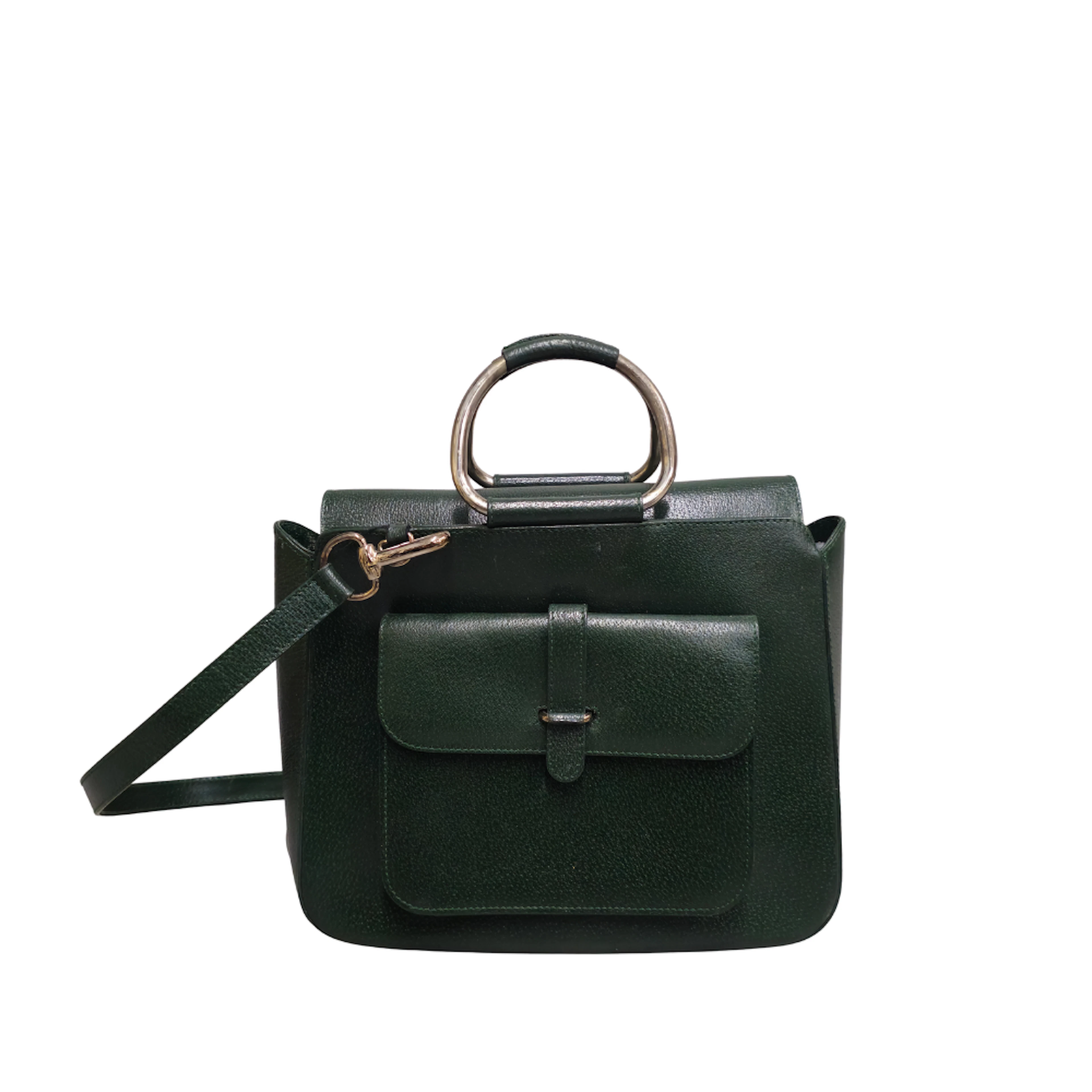 GUCCI. BOLSO DE MANO. CUERO VERT FONCE. C. 1990.