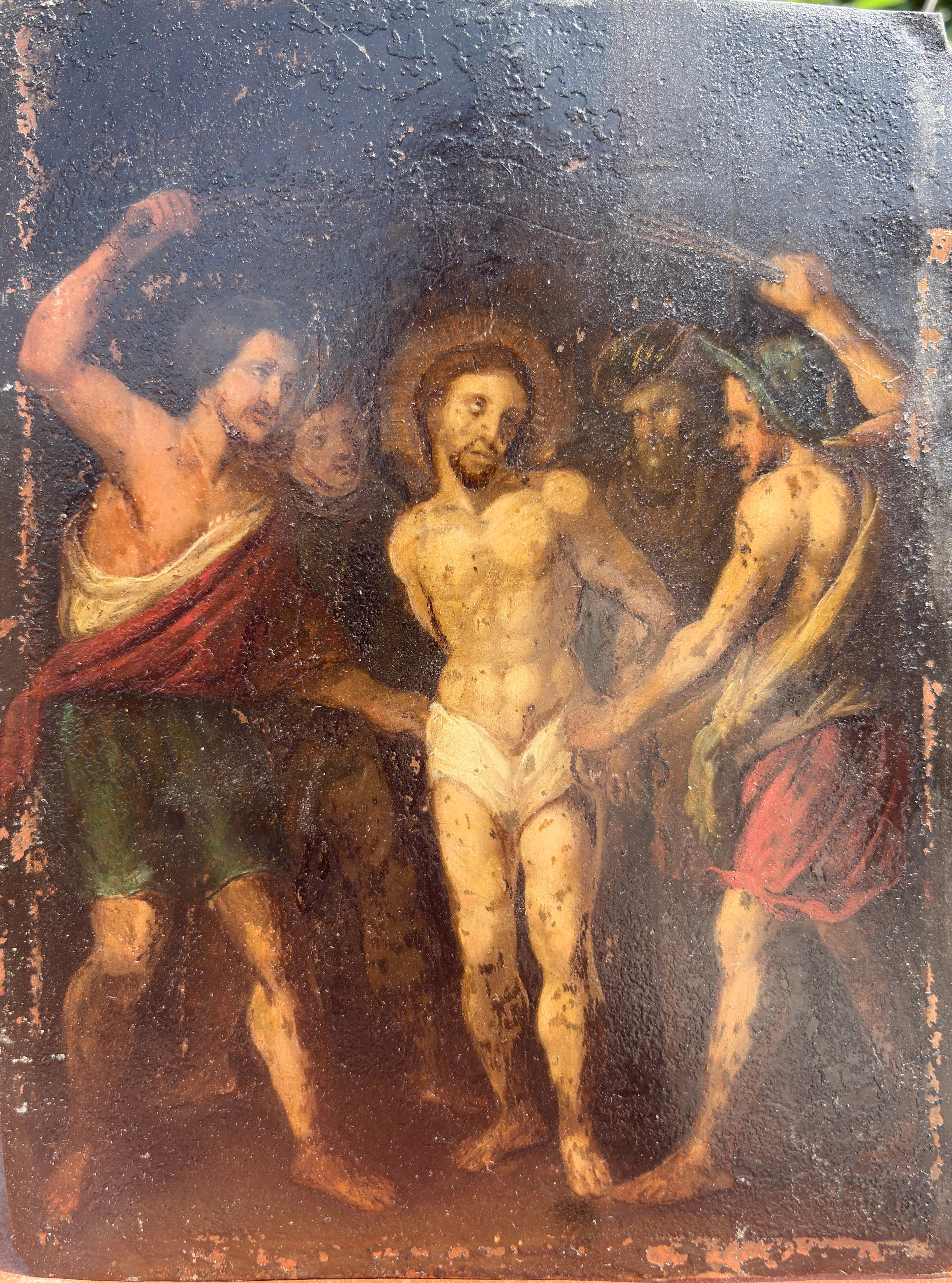 ESCUELA ESPAÑOLA DEL SIGLO XVII. Flagelación de Cristo.