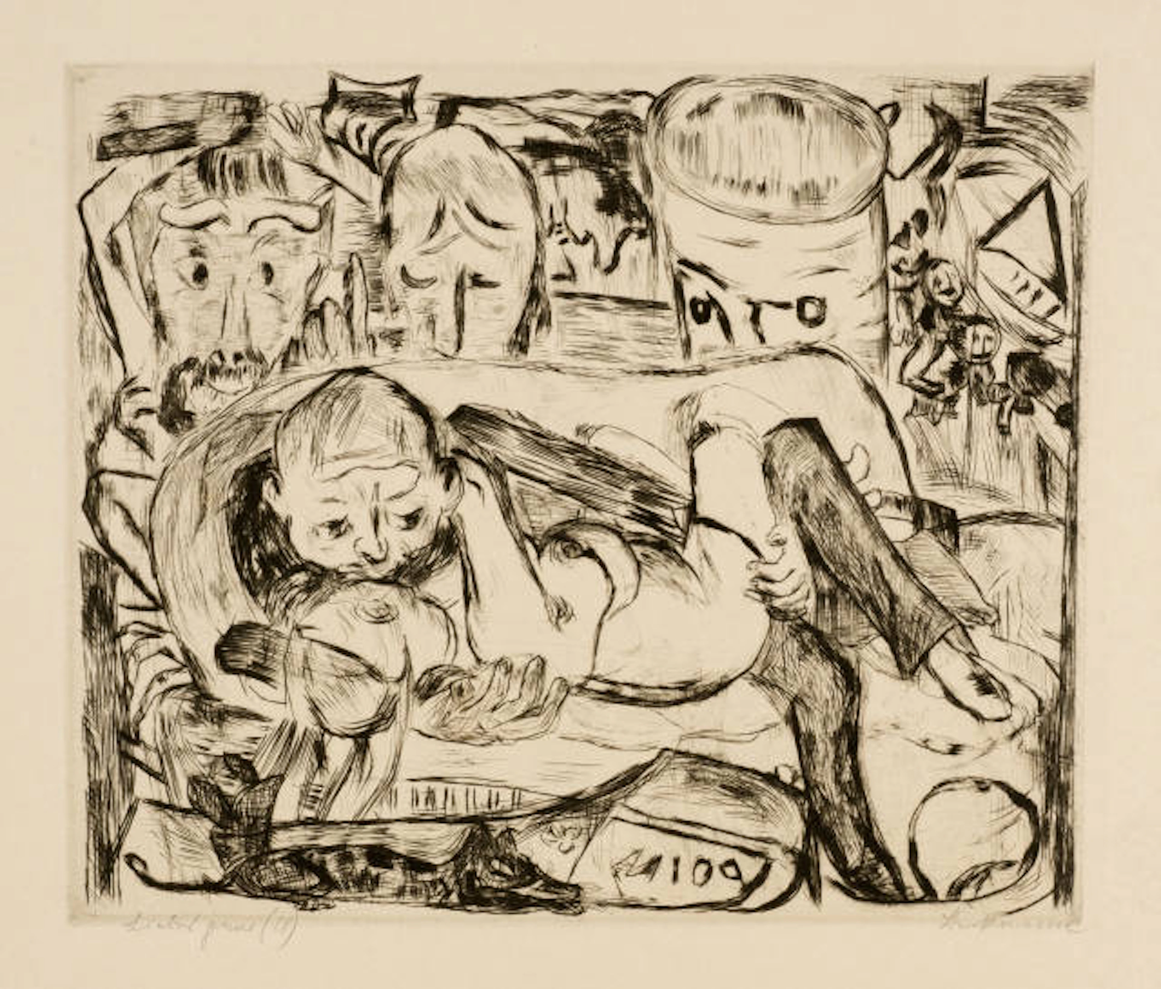 Liebespaar II Sheet 5 from the series "Gesichter" - Max Beckmann
