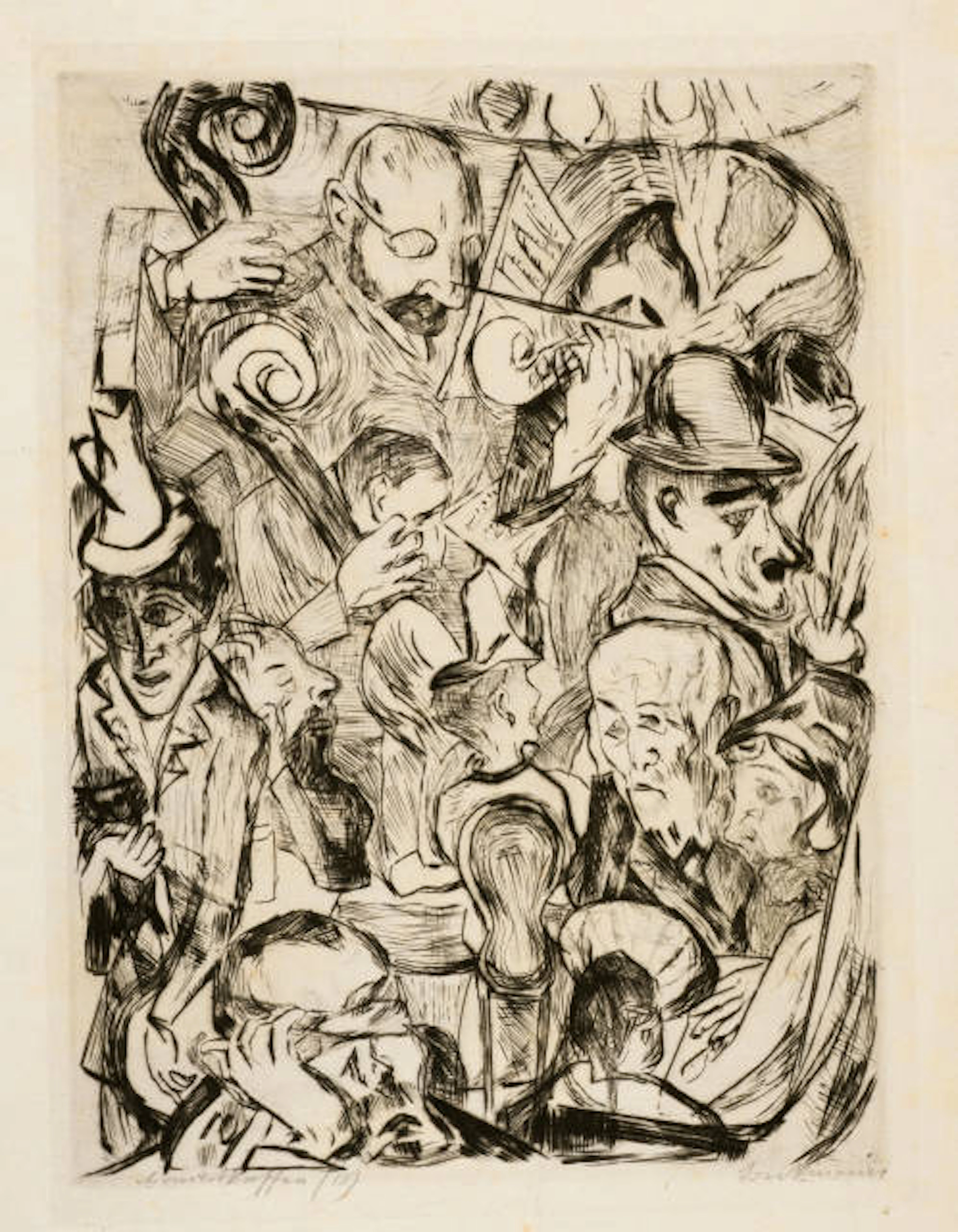 Cafémusik Sheet 9 from the series "Gesichter" - Max Beckmann