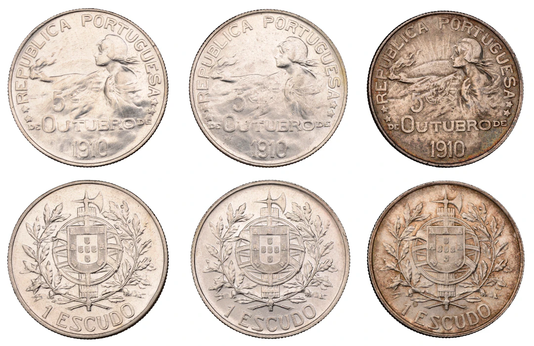 Portugal, Republic, Escudo (3), all 1910, Establishment of the Republic
