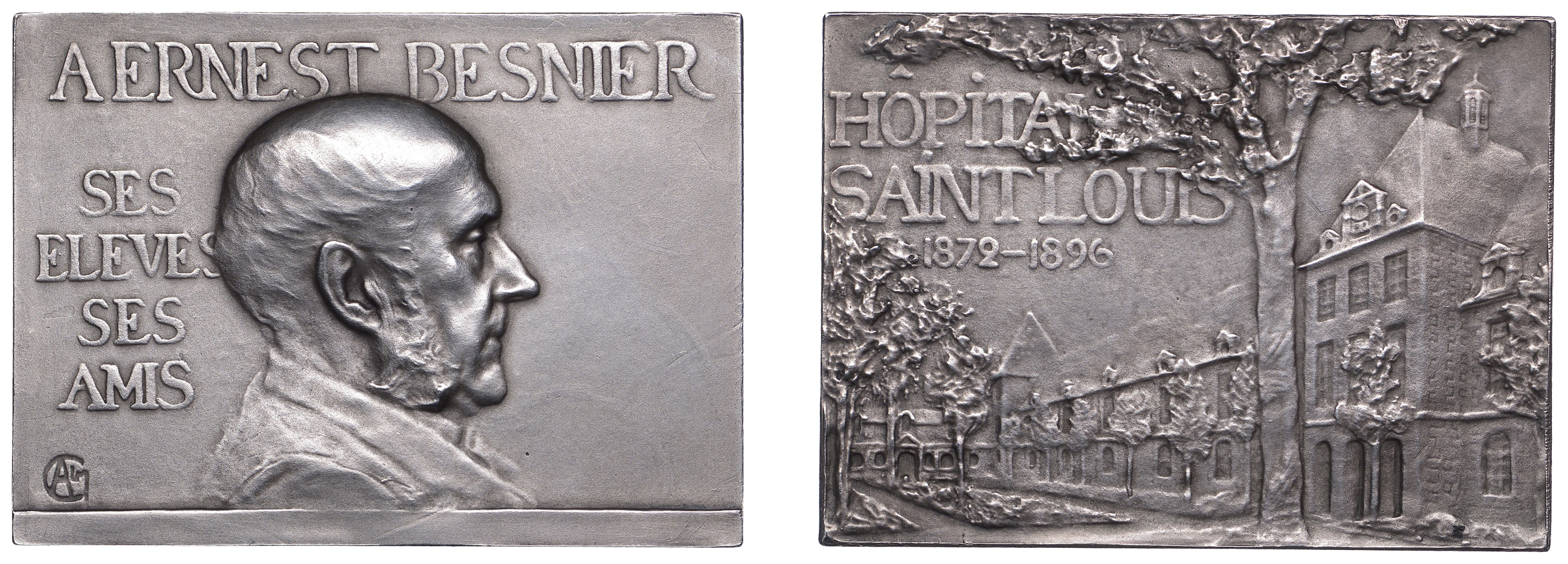 FRANCE, Ernest Besnier, 1896, an Art Nouveau plated bronze plaque