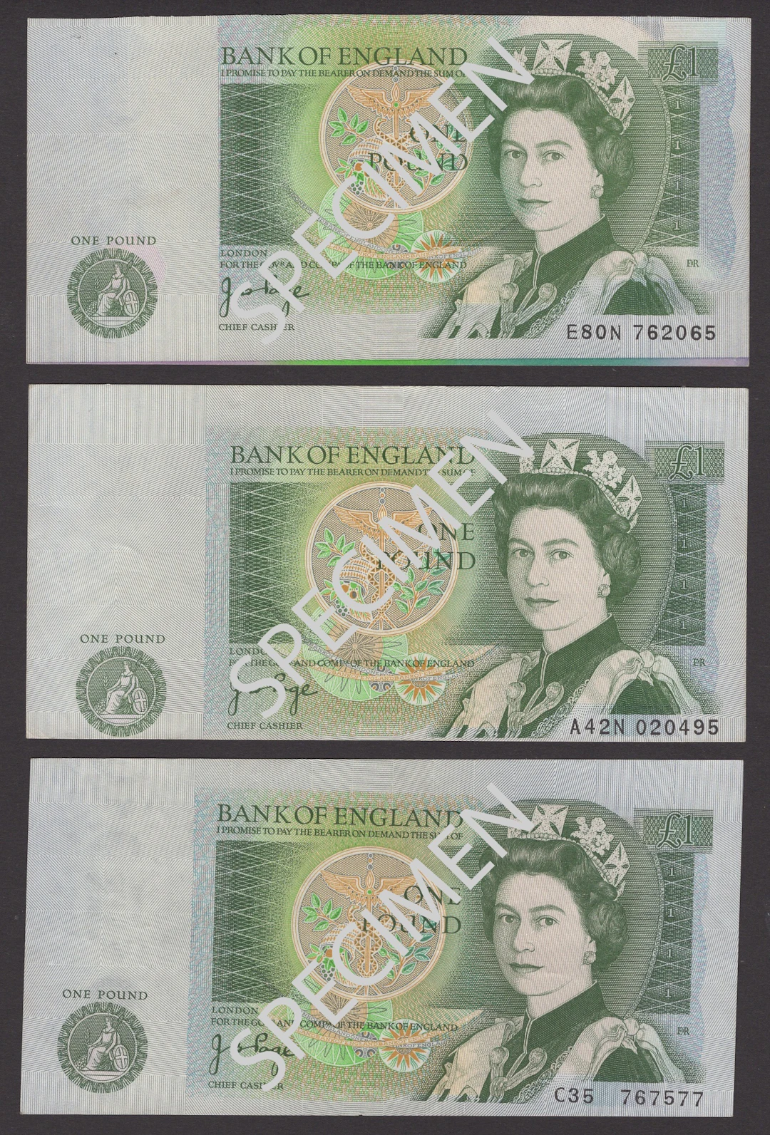 ERROR: Bank of England, John B. Page, several £1 (3) with minor errors