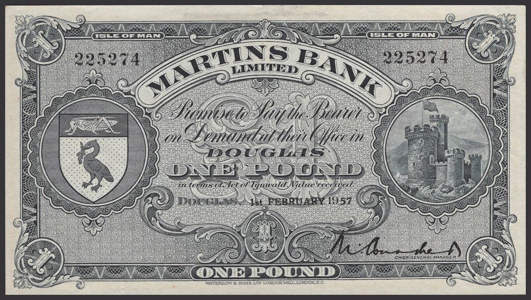 Martins Bank Limited, £1, 1 February 1957, serial number 225274, Conacher