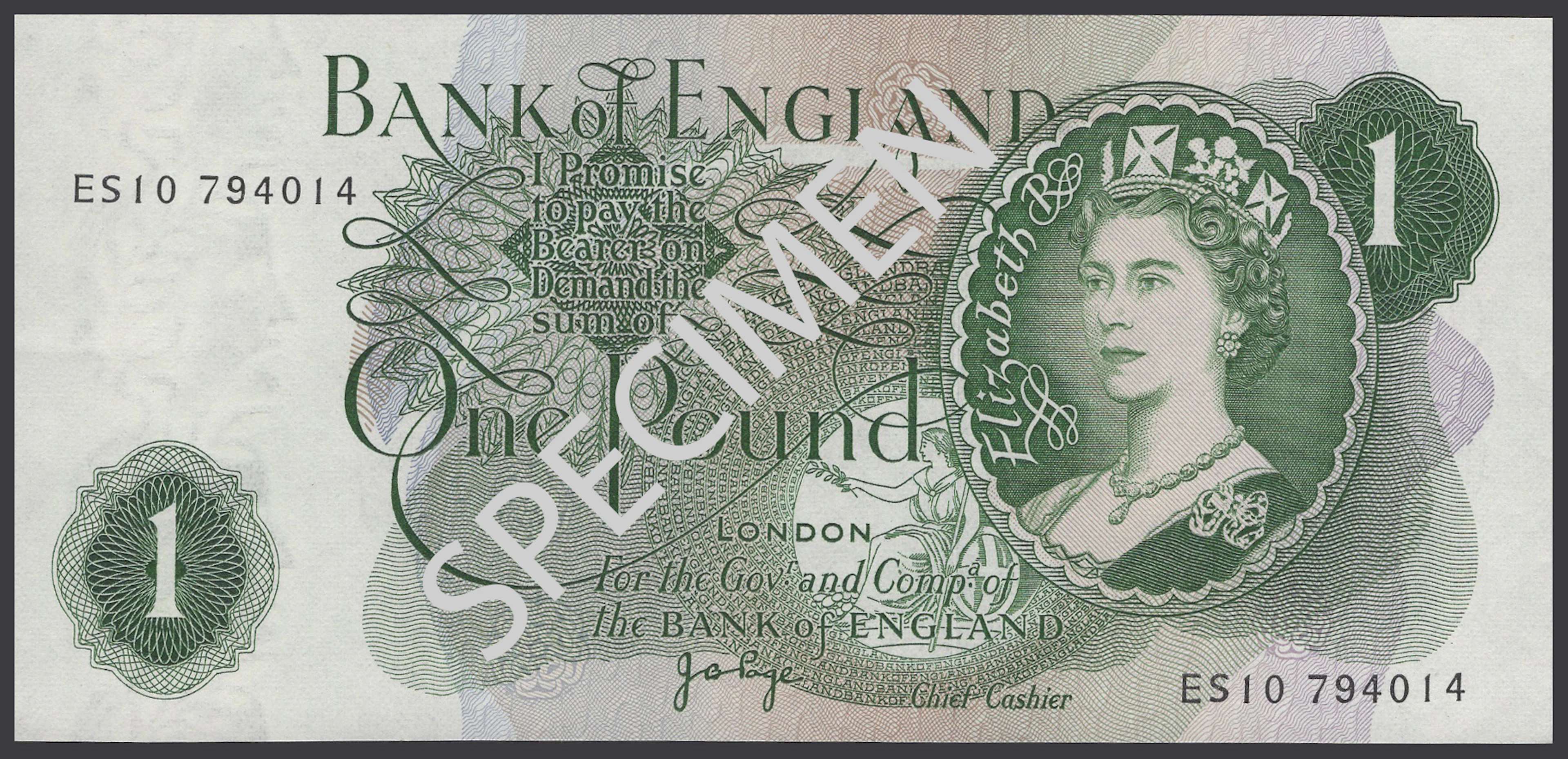 Bank of England, John B. Page, a group comprising £1, £5, replacement