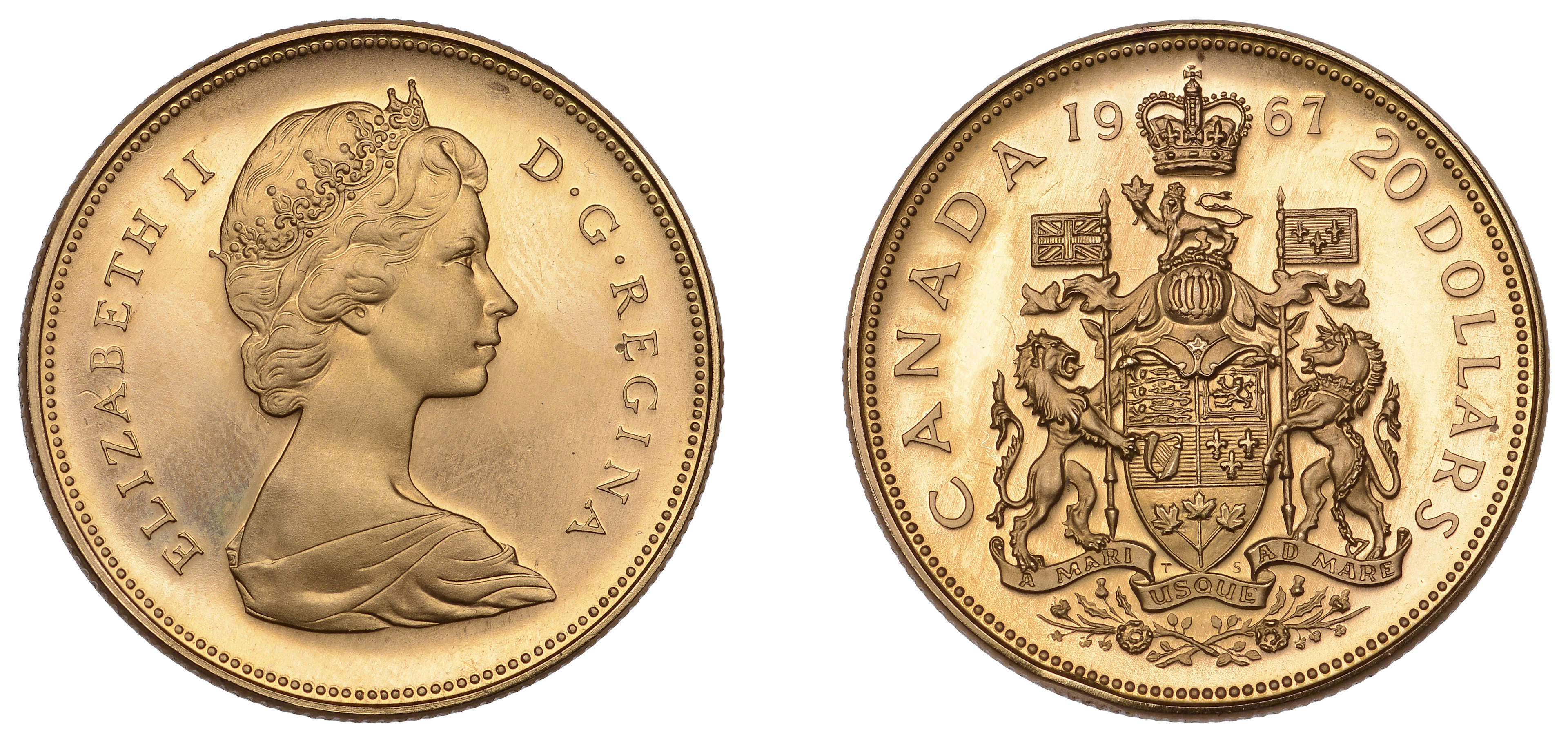 Canada, Elizabeth II, 20 Dollars, 1967, Ottawa (KM 71). Mint state
