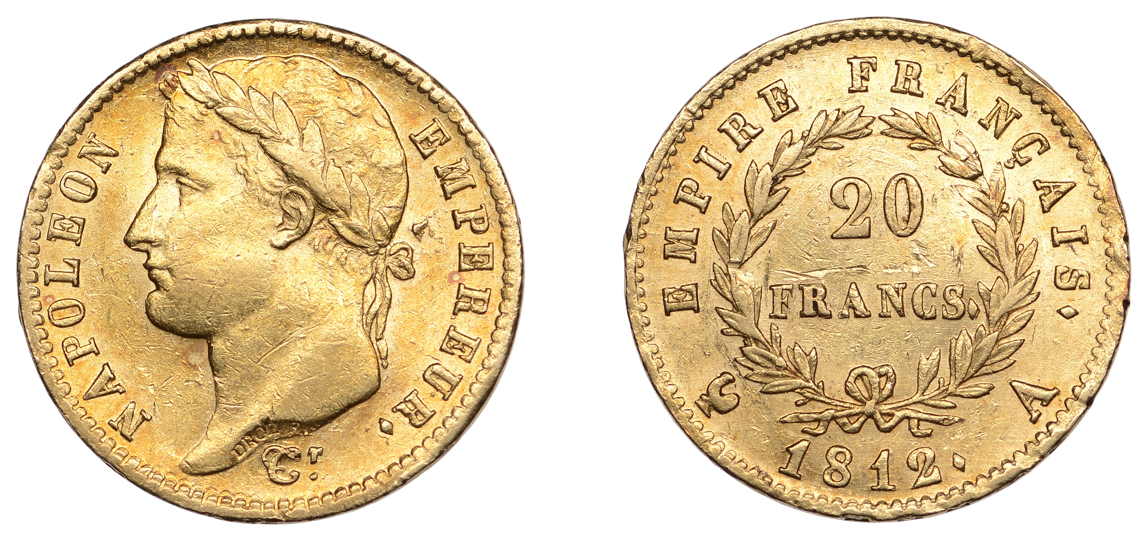 France, Napoleon I (1804-1814), 20 Francs 1812a, Paris (Gad. 1025;