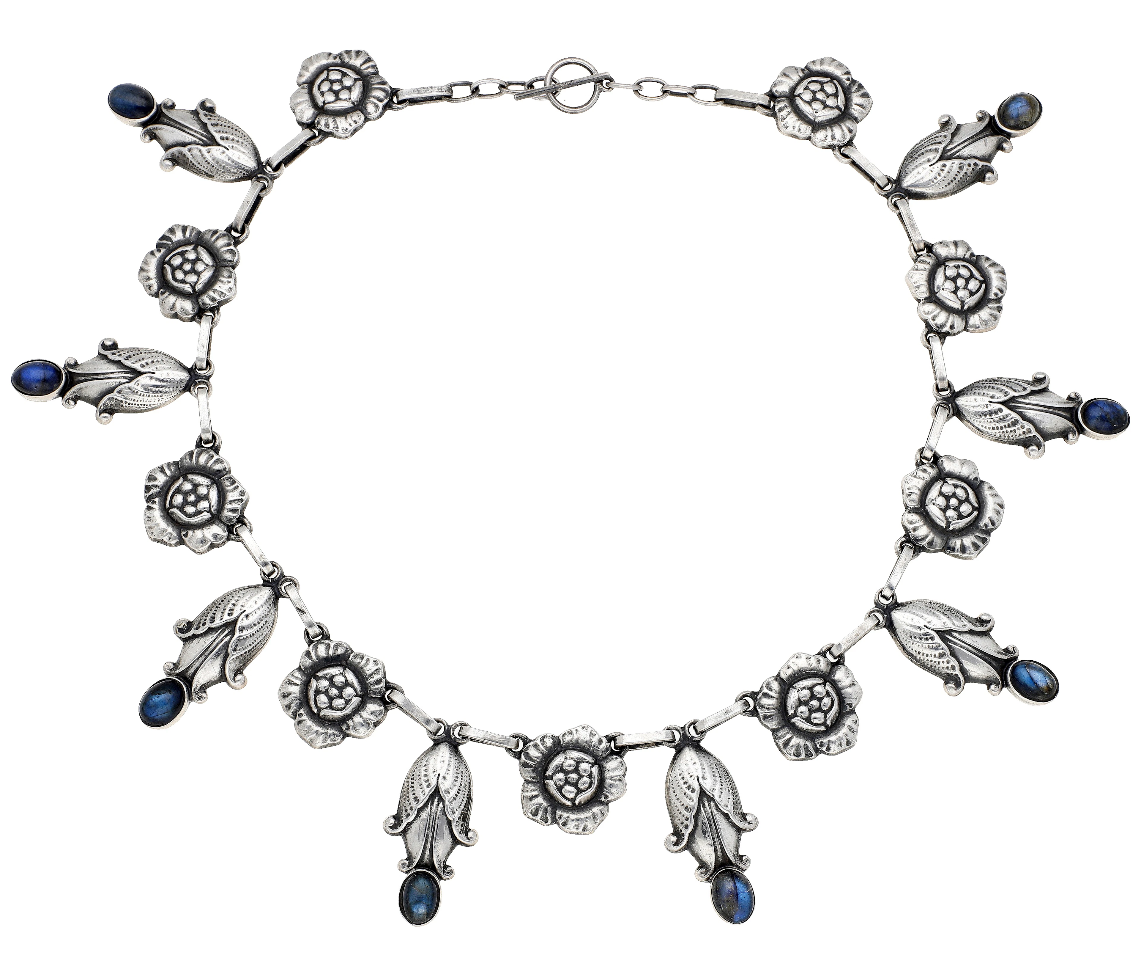 A silver and labradorite necklace, design No. 6, by Georg Jensen