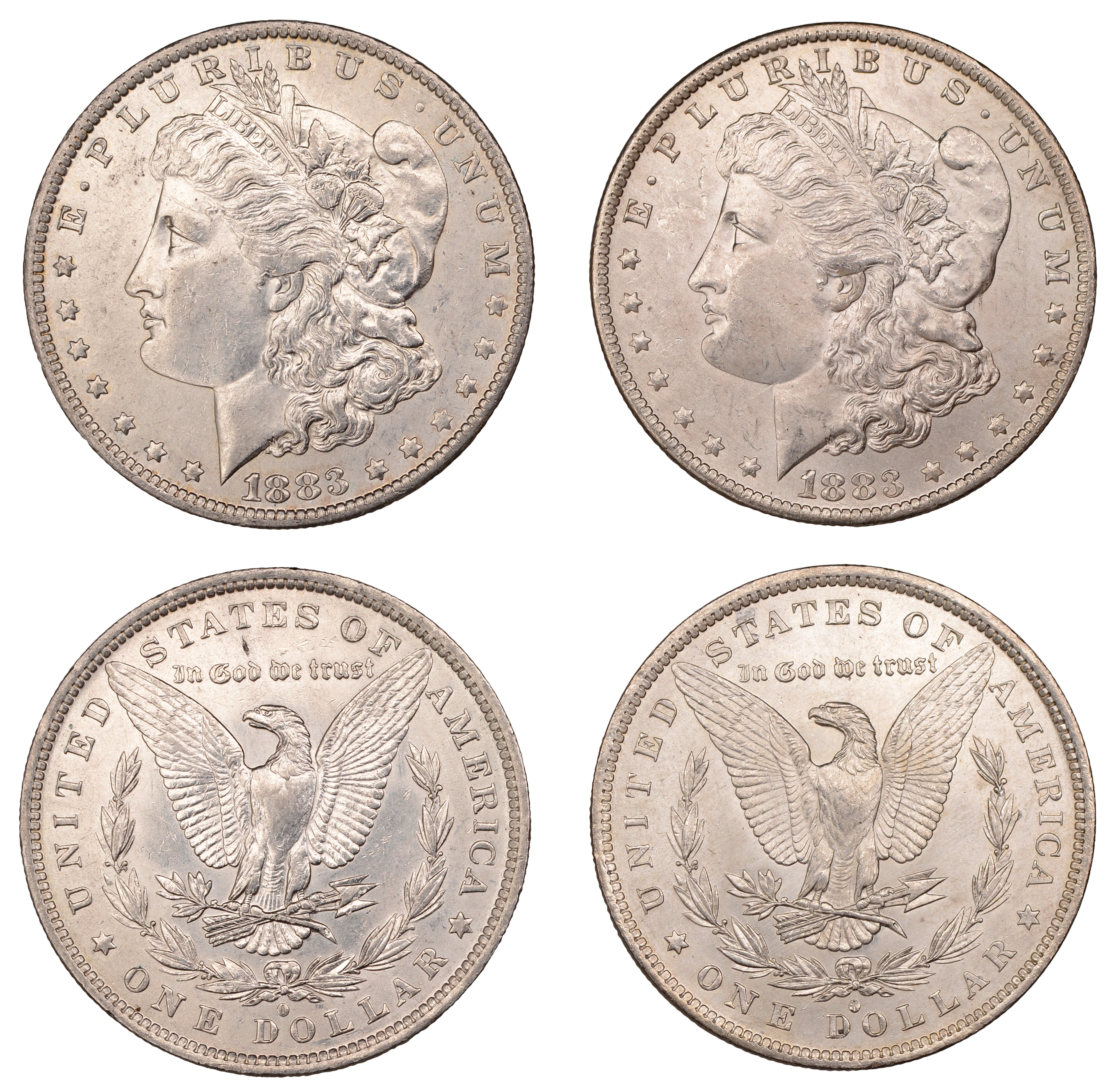 United States of America, Dollars (2), both 1883o, New Orleans (KM