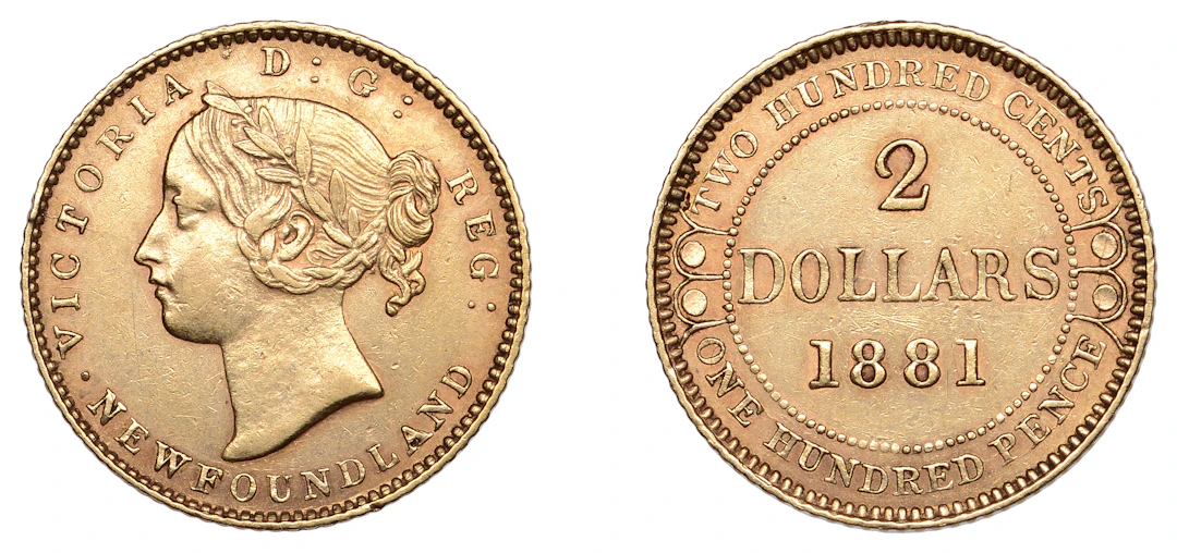 Newfoundland, Victoria, 2 Dollars, 1881 (Fr. 1; KM 5). Toned, better