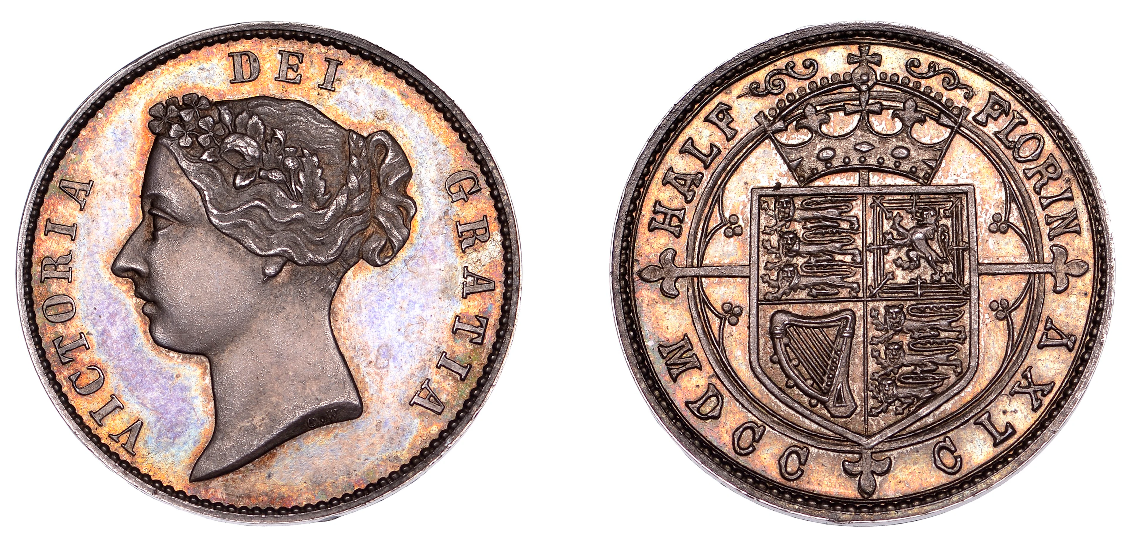Victoria (1837-1901), Pattern Half-Florin, 1865, in silver, by C.