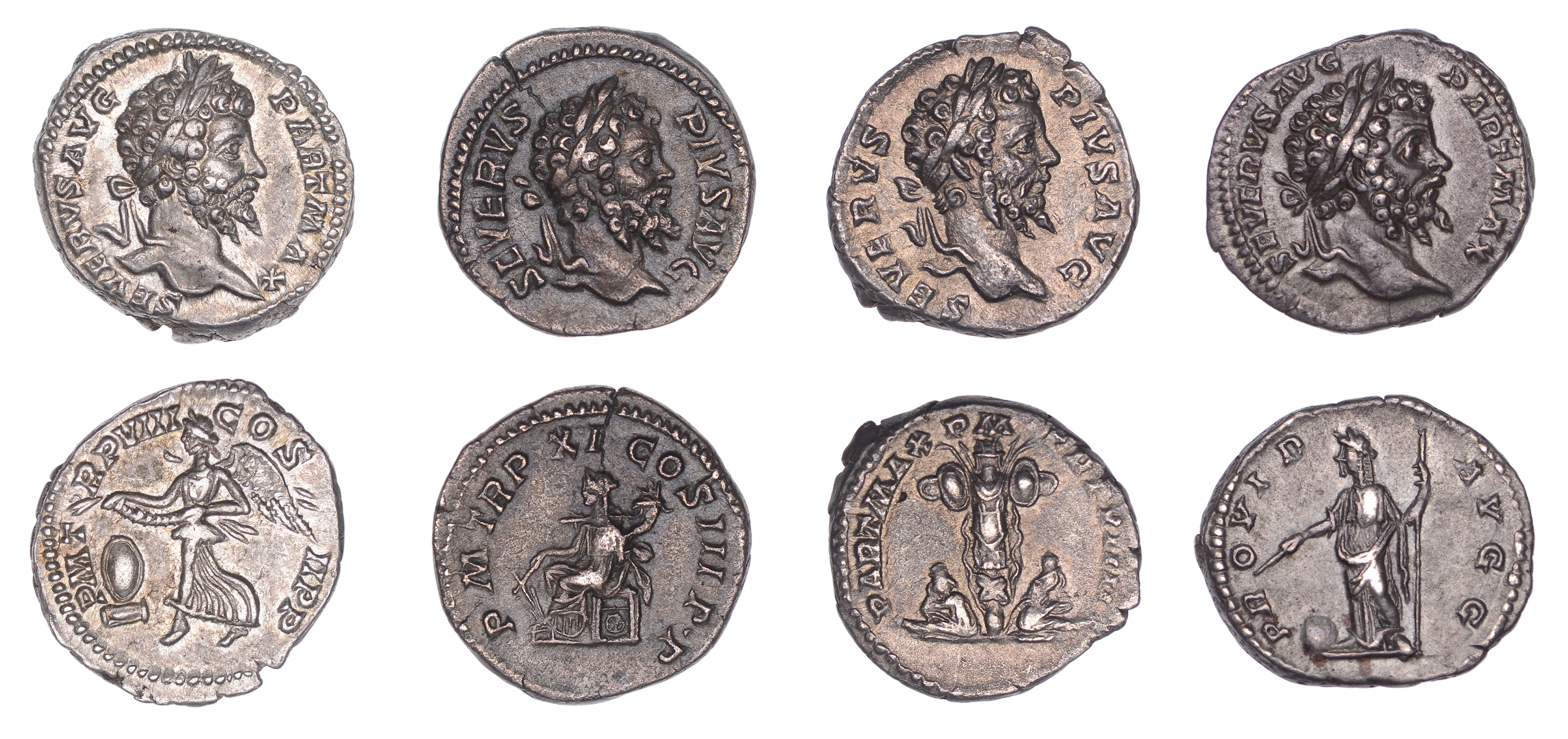 Septimius Severus (193-211), Denarii (4), 200, laureate head right