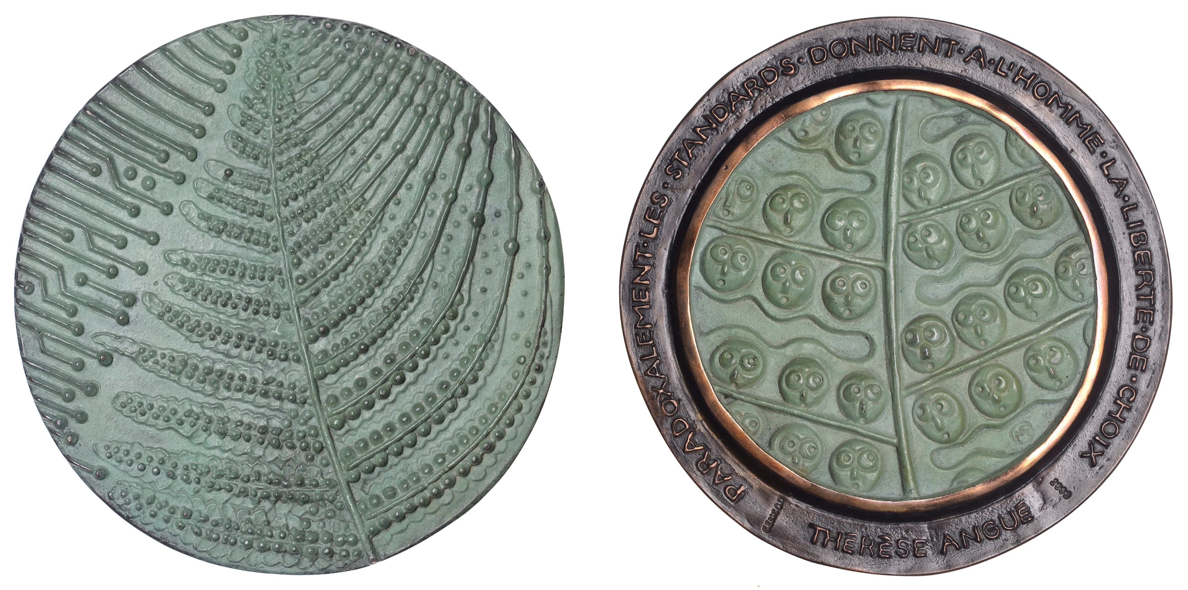 FRANCE, Gencod GS1, 2003, a green patinated bronze medal by Marian