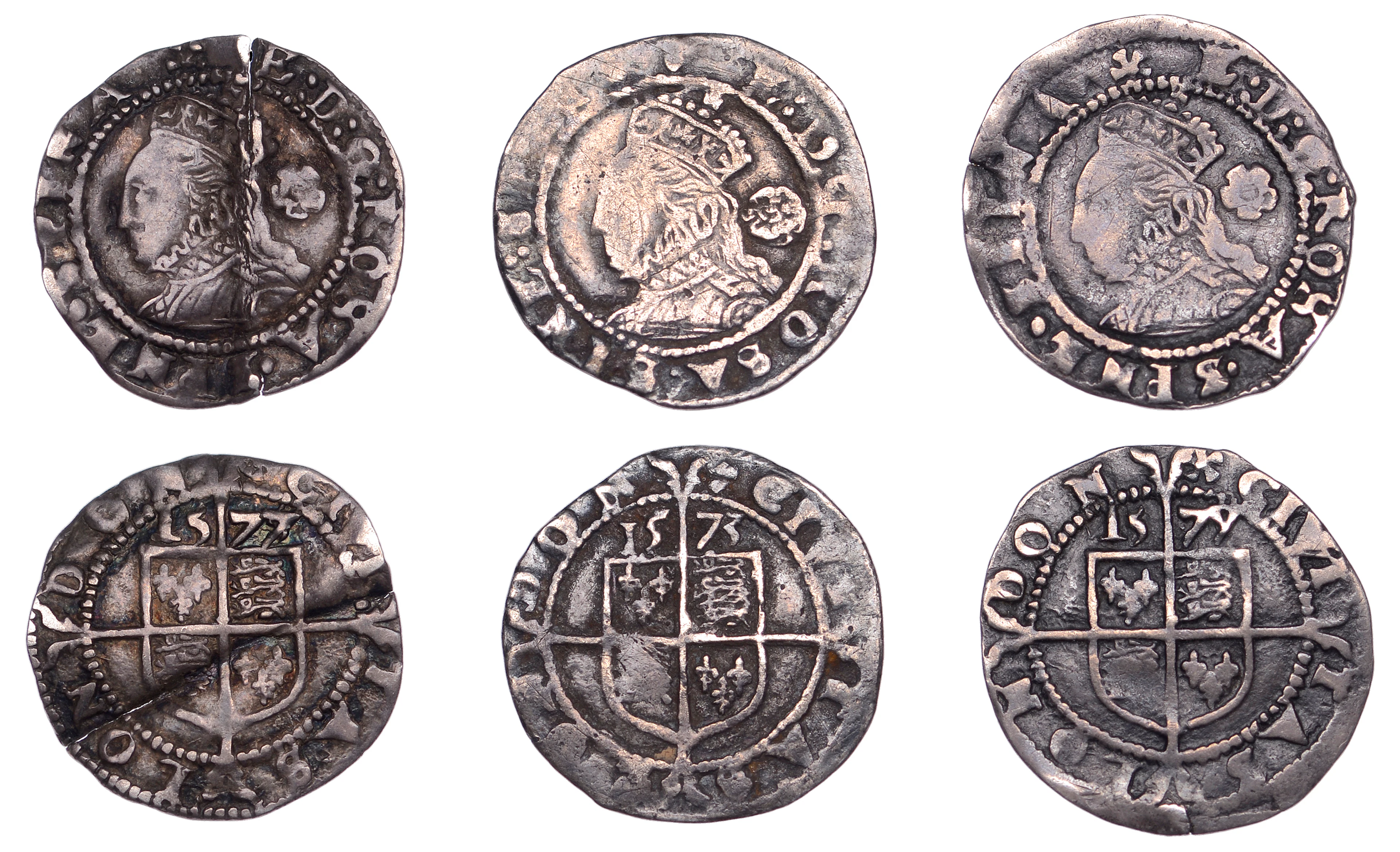 Elizabeth I, Fourth issue, Threehalfpence (3), 1573, mm. acorn, 1577/5