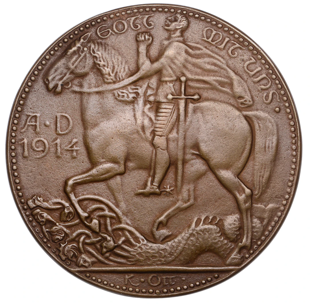 GERMANY, Gott mit uns [God With Us], 1914, a uniface bronze medal