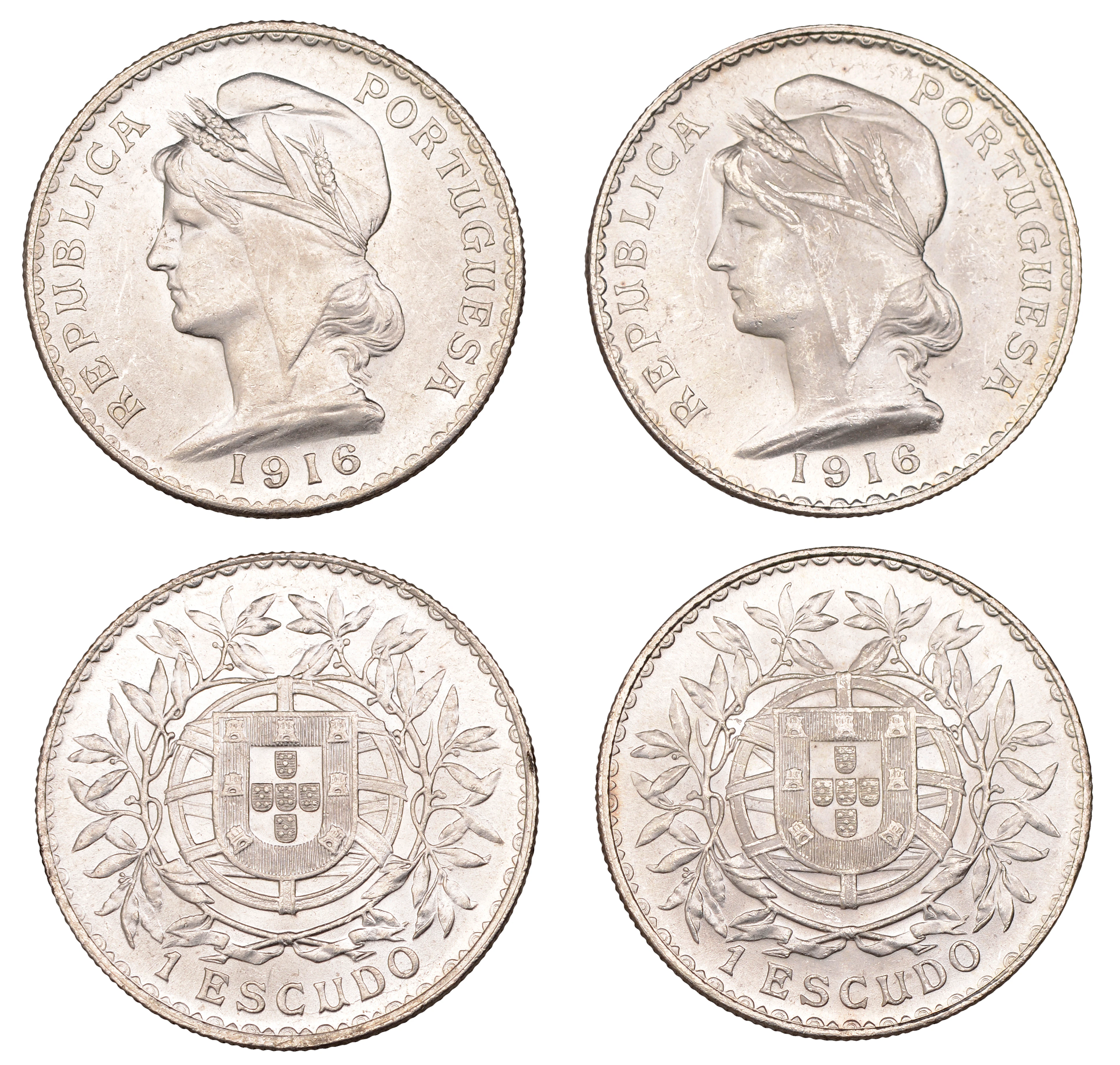 Portugal, Republic, Escudo (2), both 1916, Lisbon (KM 564) [2]. Both