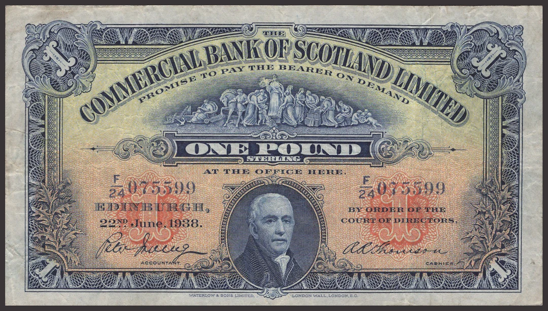 Commercial Bank of Scotland Limited, £1 (14), 22 June 1938 (4), prefixes