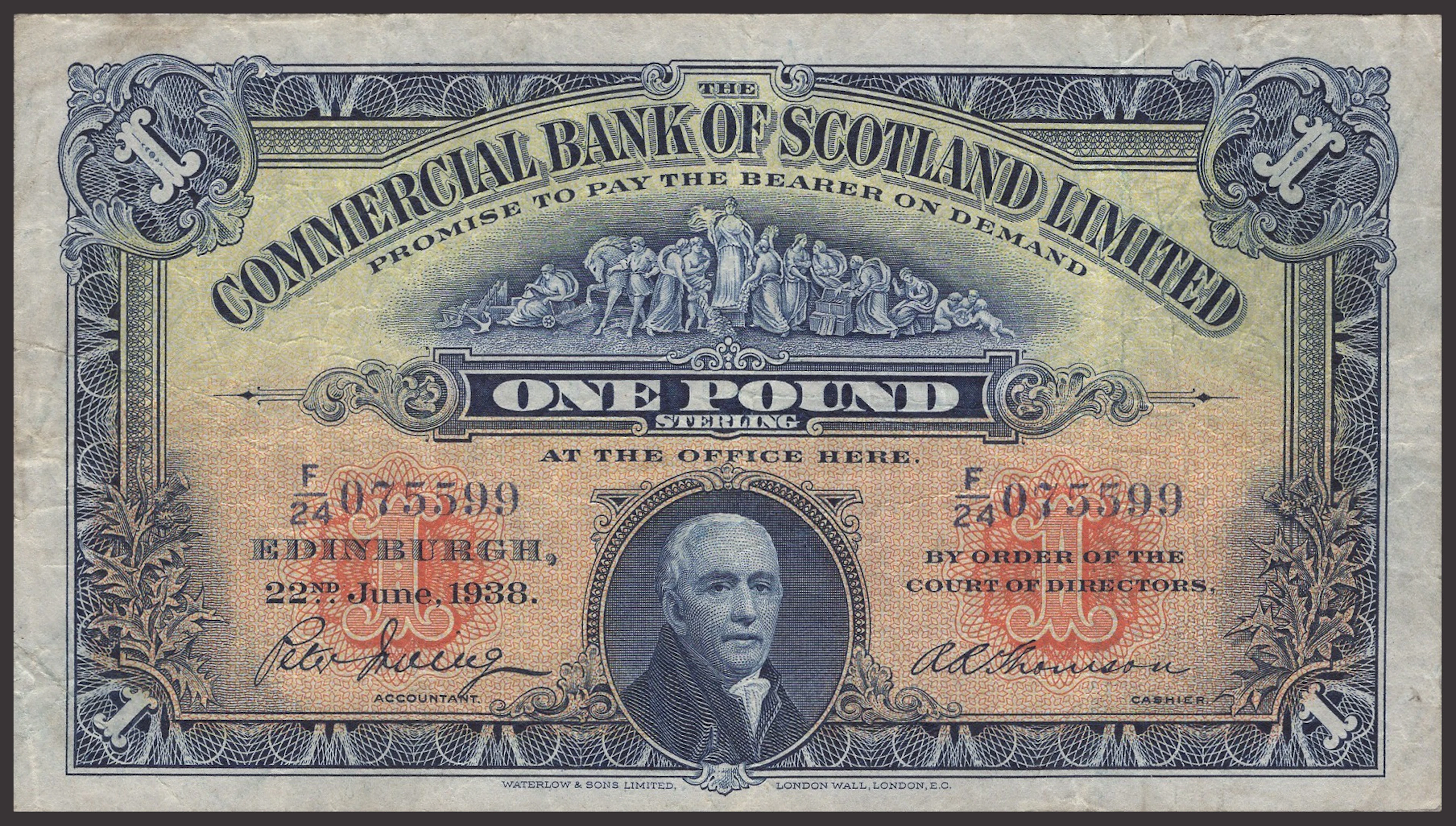 Commercial Bank of Scotland Limited, £1 (14), 22 June 1938 (4), prefixes
