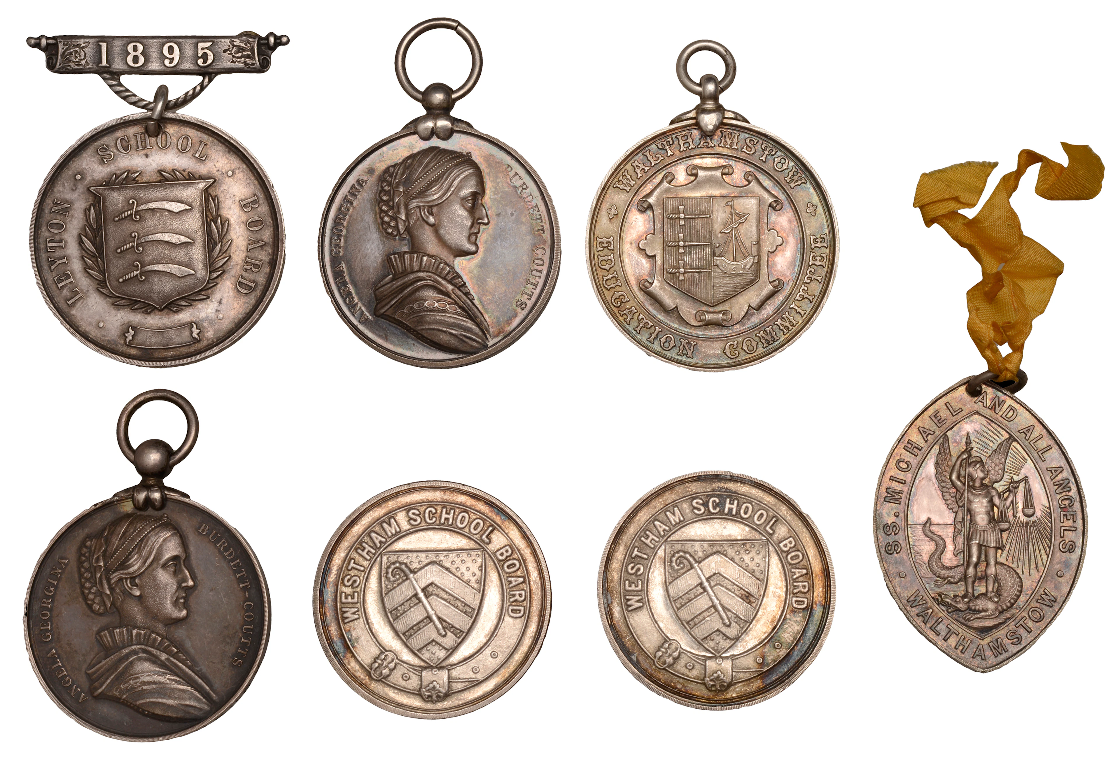 Great Britain, LONDON, Leyton School Board, a silver attendance medal