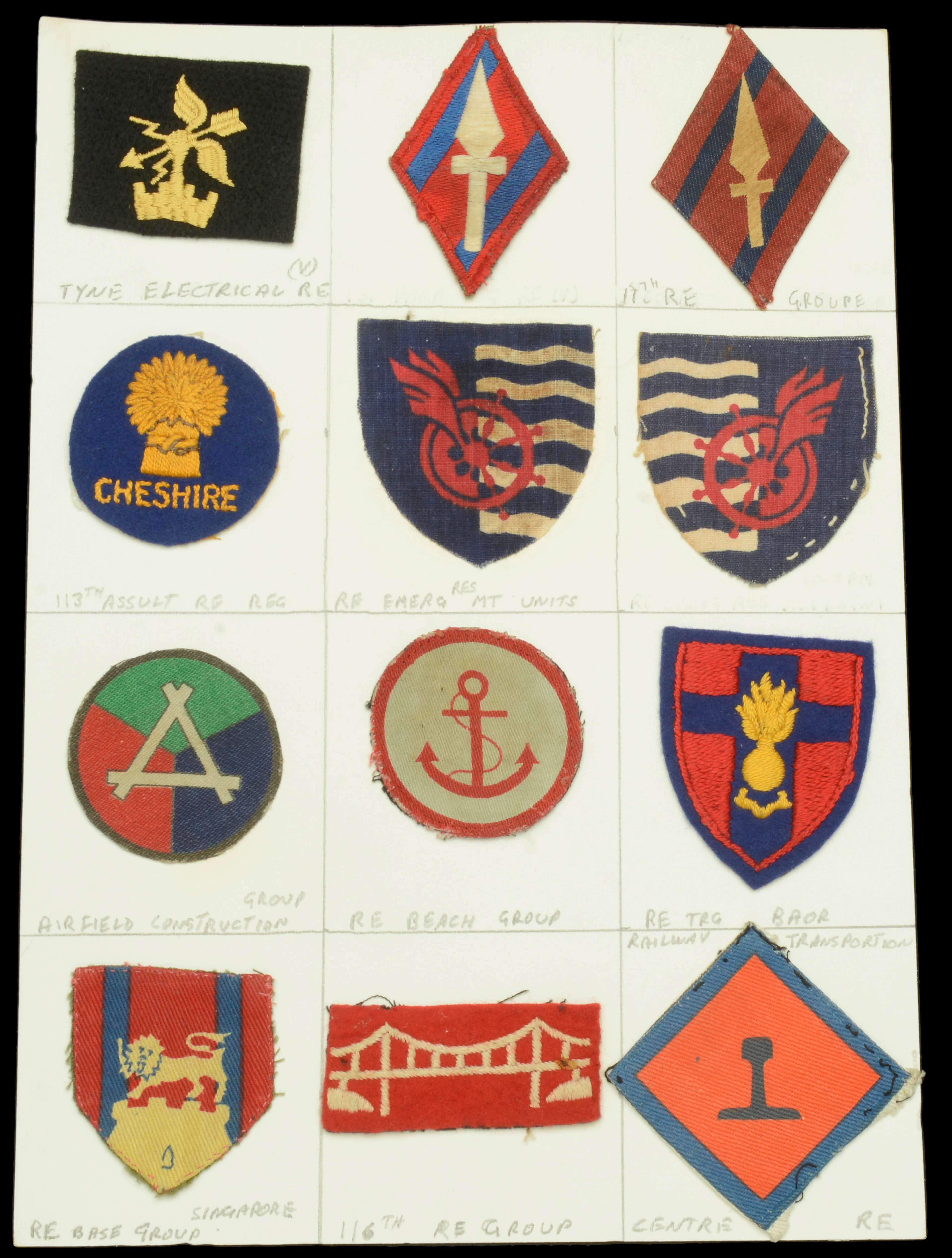 Assorted Royal Engineers Insignia. A very good cloth selection including