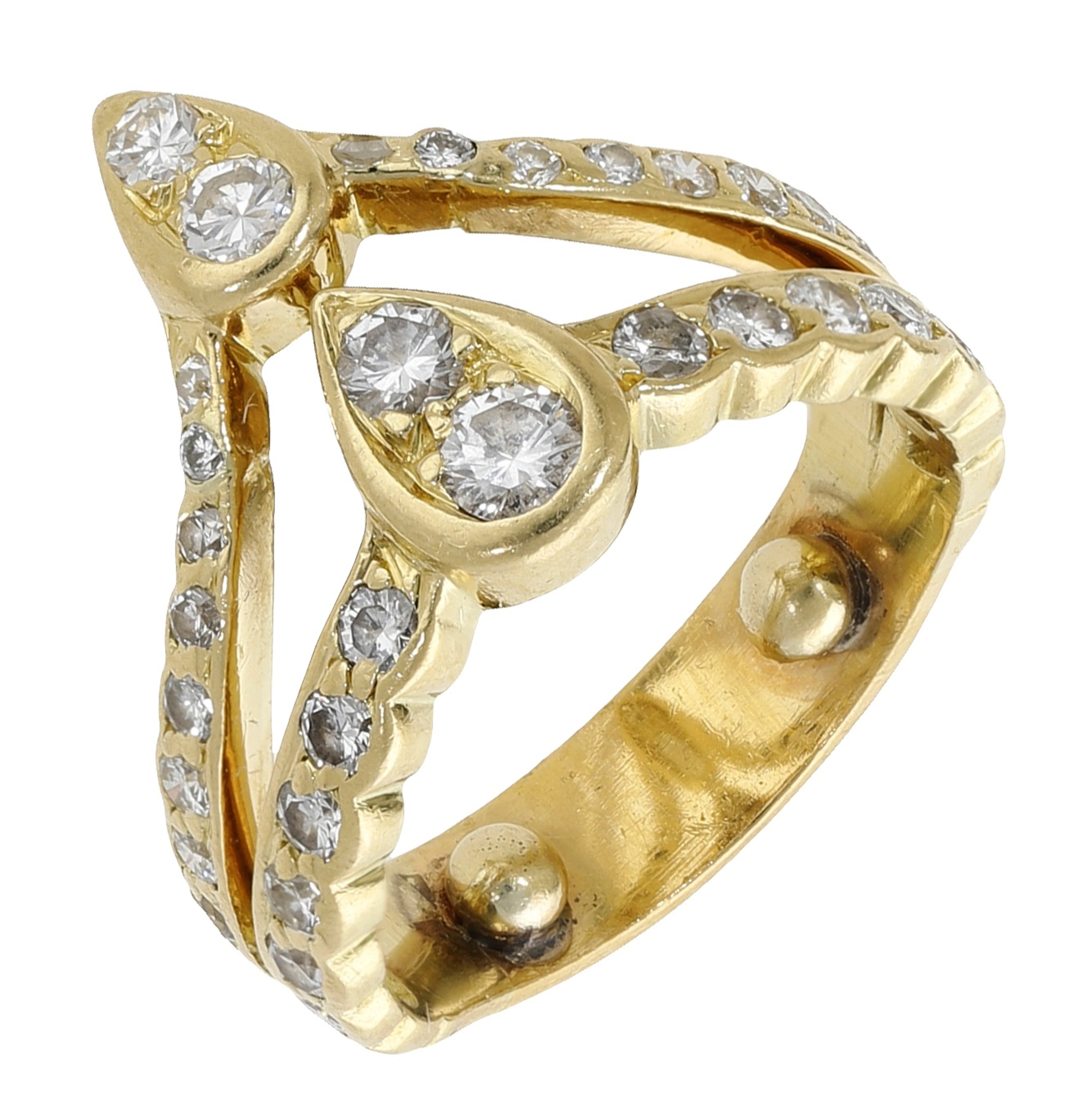 A diamond dress ring, of double wishbone design, set with brilliant-cut