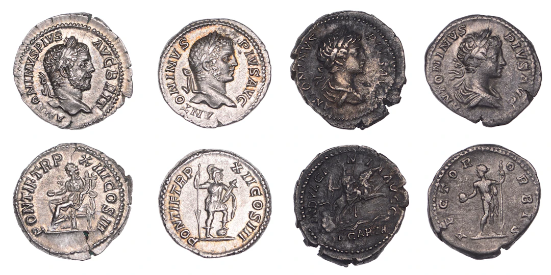 Caracalla (198-217), Denarii (4), 209, laureate and bearded head right