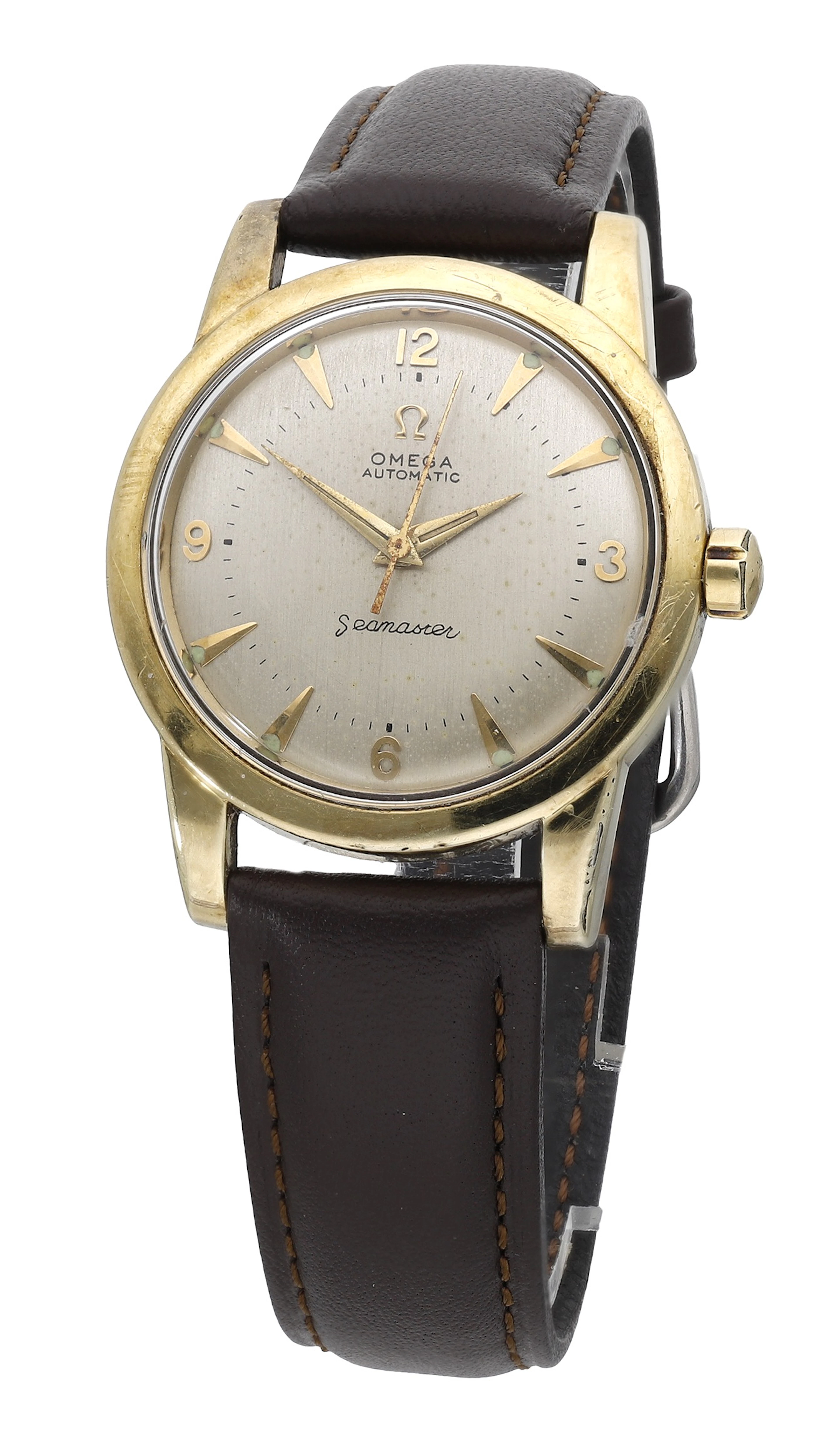 Omega. A gold plated wristwatch, Seamaster, circa 1955. Movement: